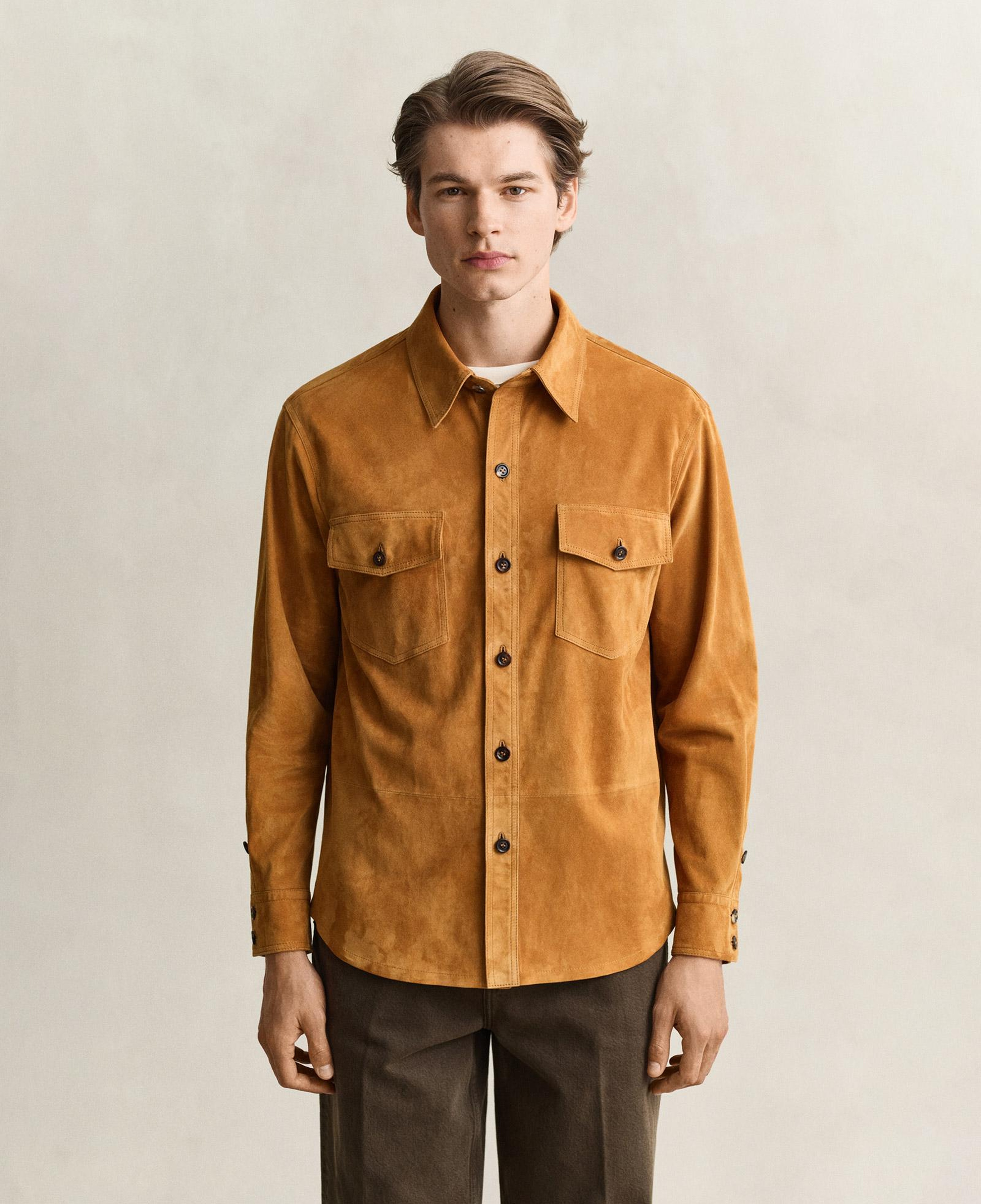 GANT Erkek Bej Relaxed Fit Süet Gömlek