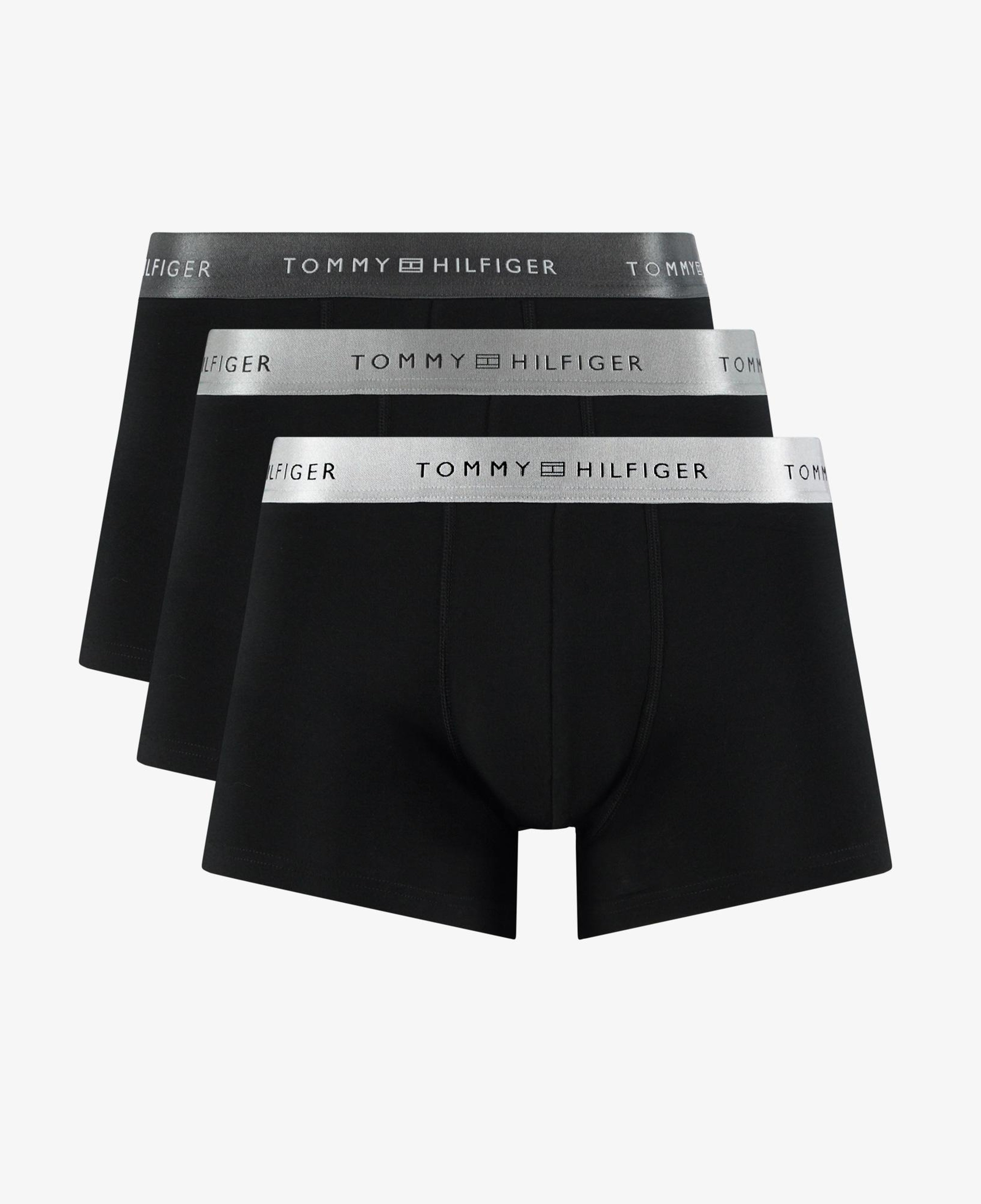Tommy Hilfiger Trunk 3'lü Erkek Metalik Logo Siyah Boxer