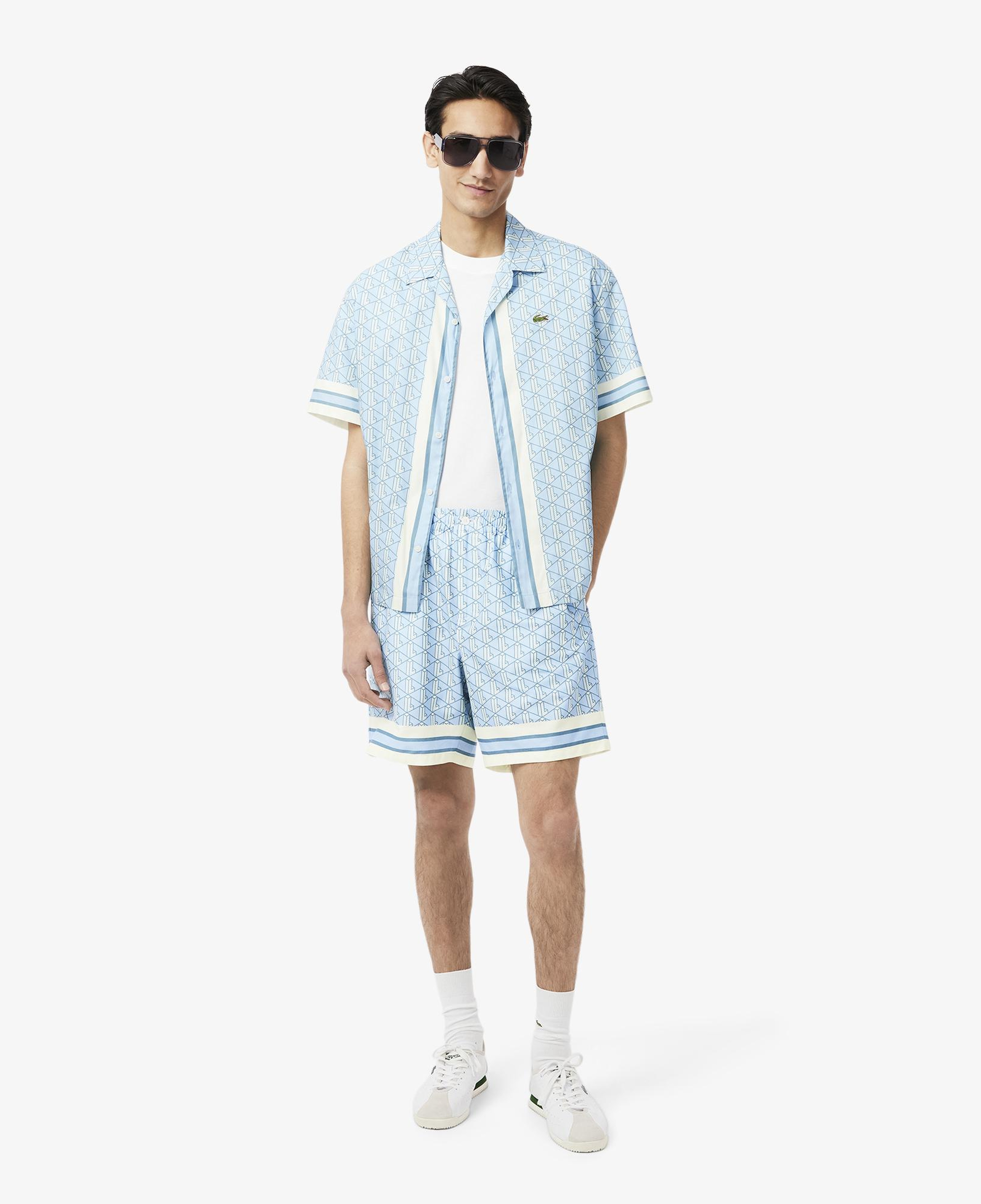 Lacoste Lightweight Monogram Print Erkek Mavi Şort