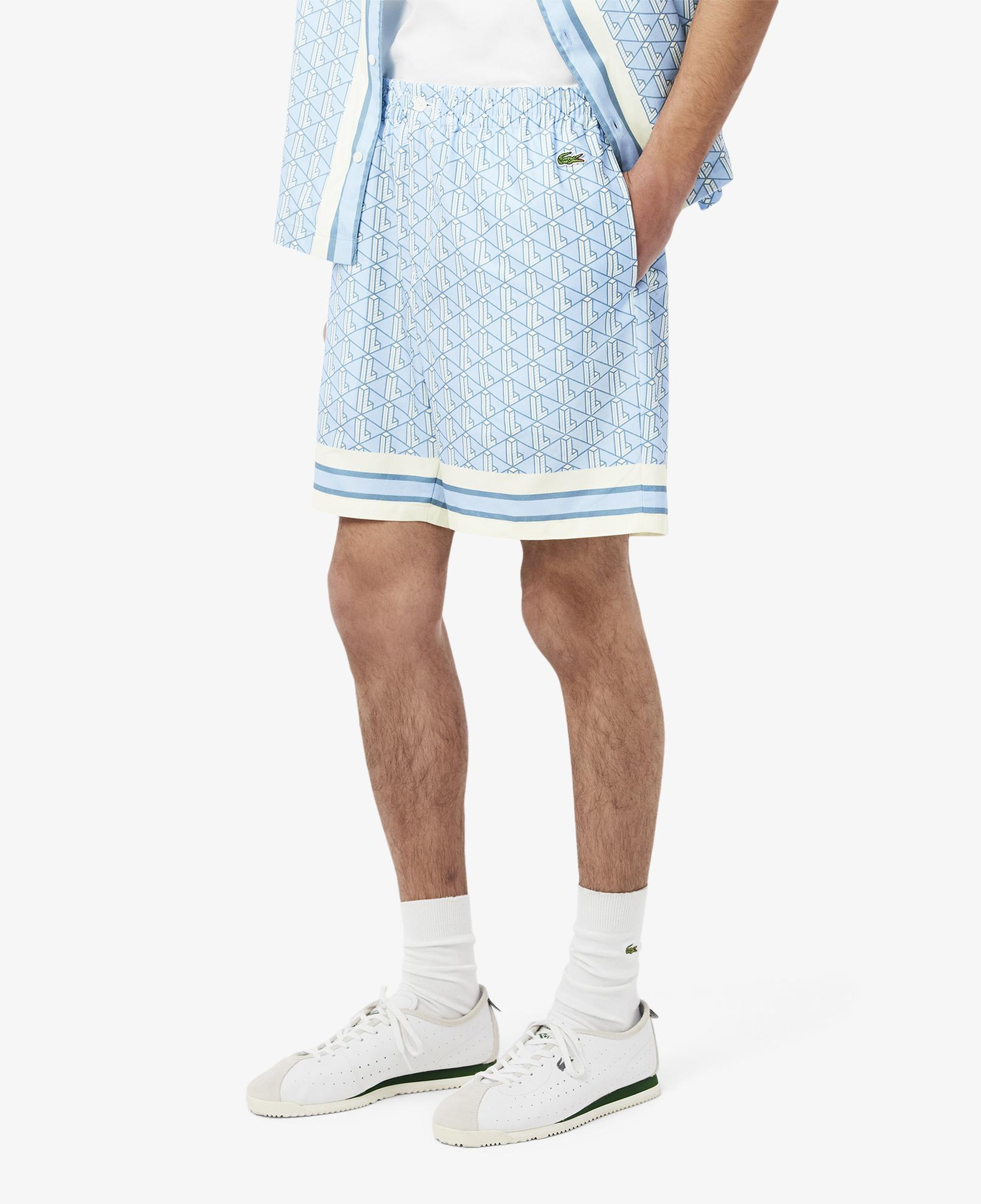 Lacoste Lightweight Monogram Print Erkek Mavi Şort