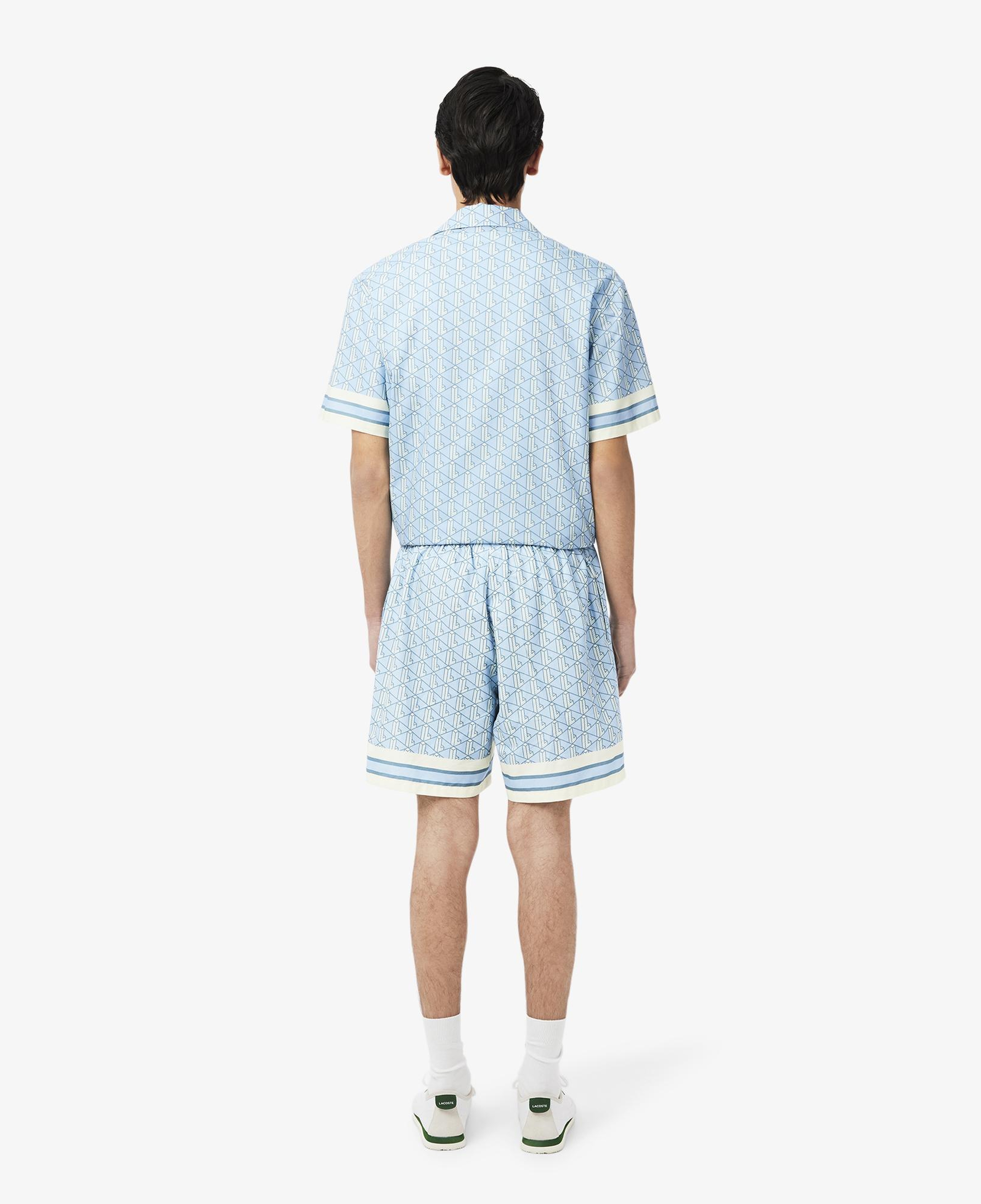 Lacoste Lightweight Monogram Print Erkek Mavi Şort