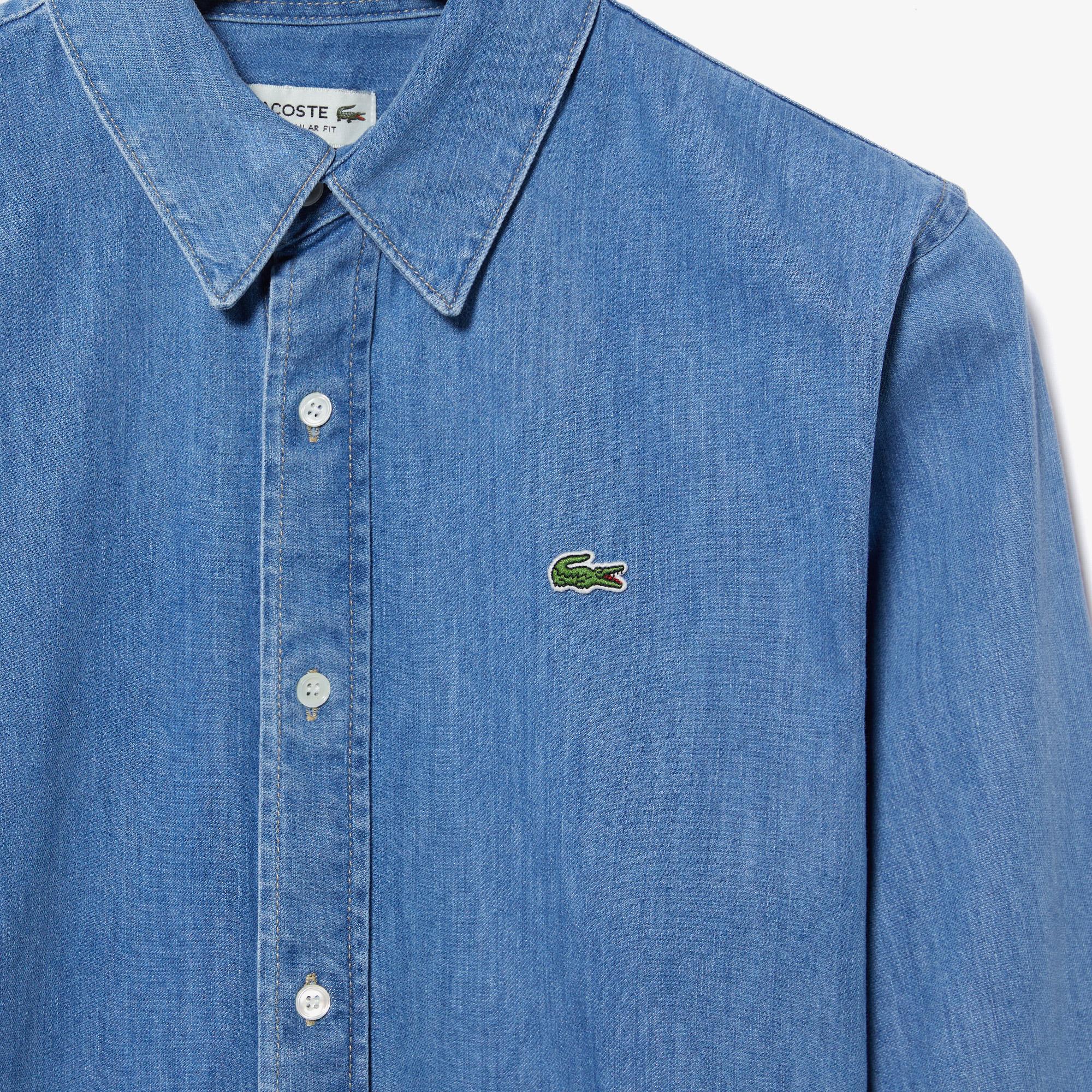 Erkek Regular Fit Denim Mavi Gömlek