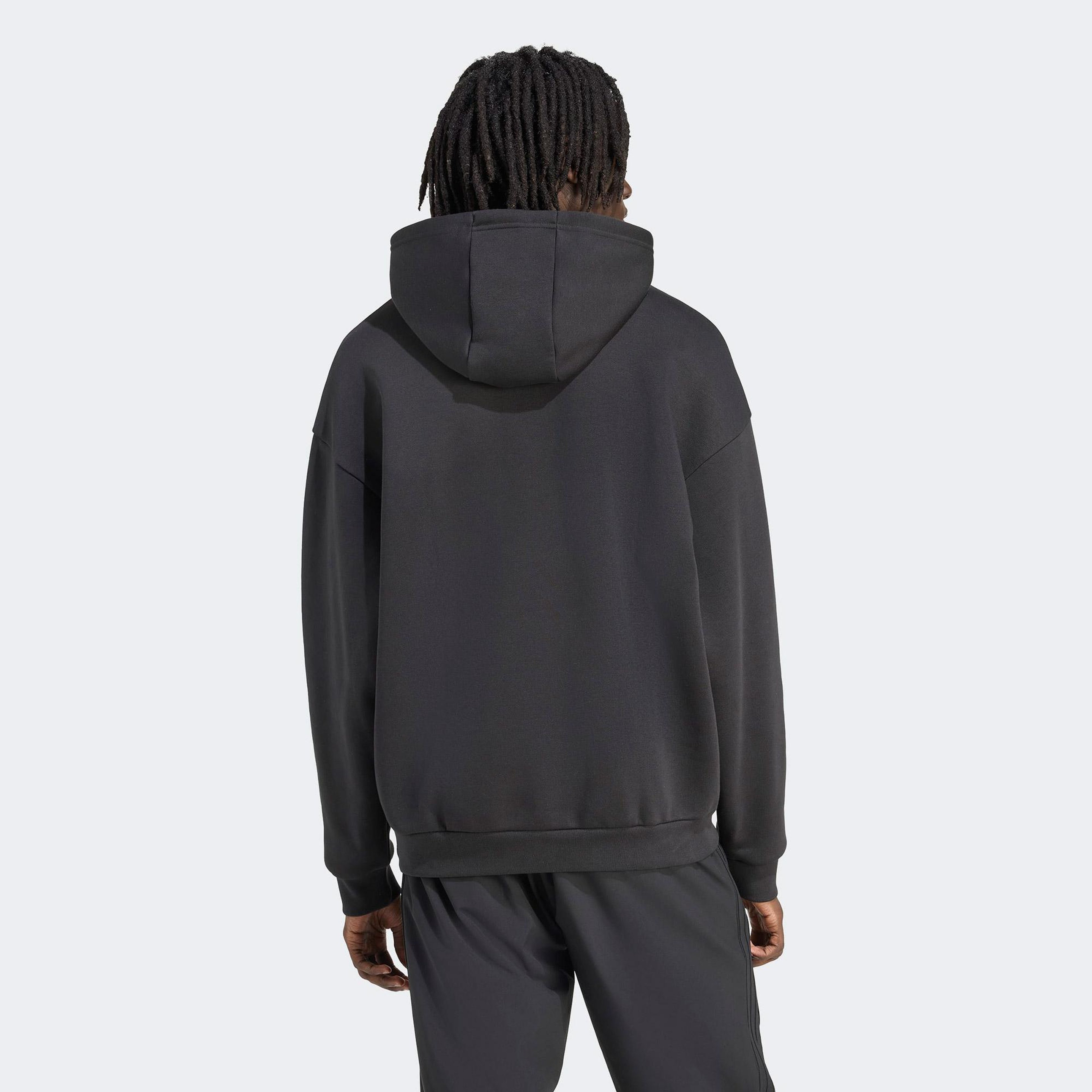 adidas Çizgili Kapüşonlu Siyah Sweatshirt