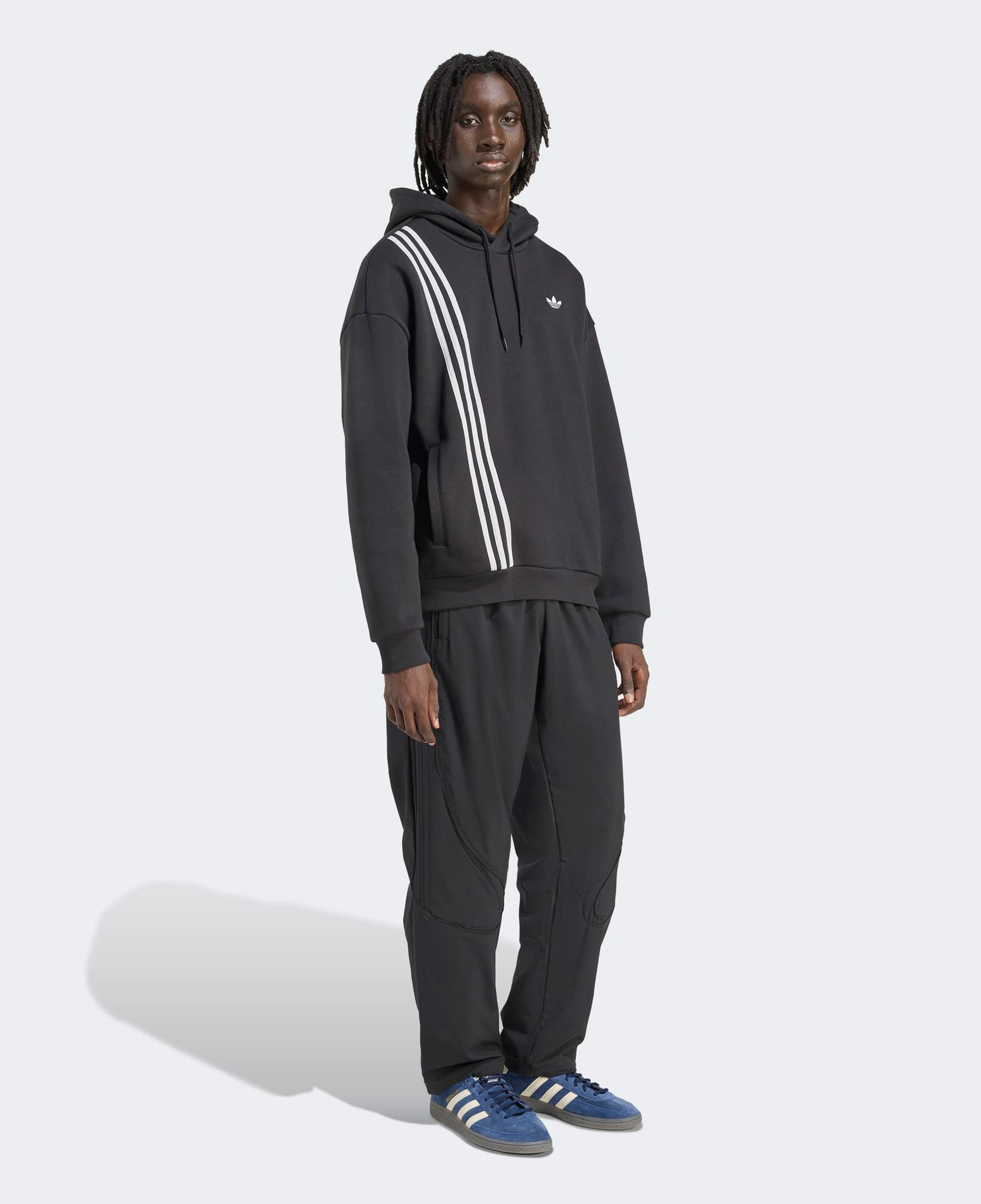adidas Çizgili Kapüşonlu Siyah Sweatshirt