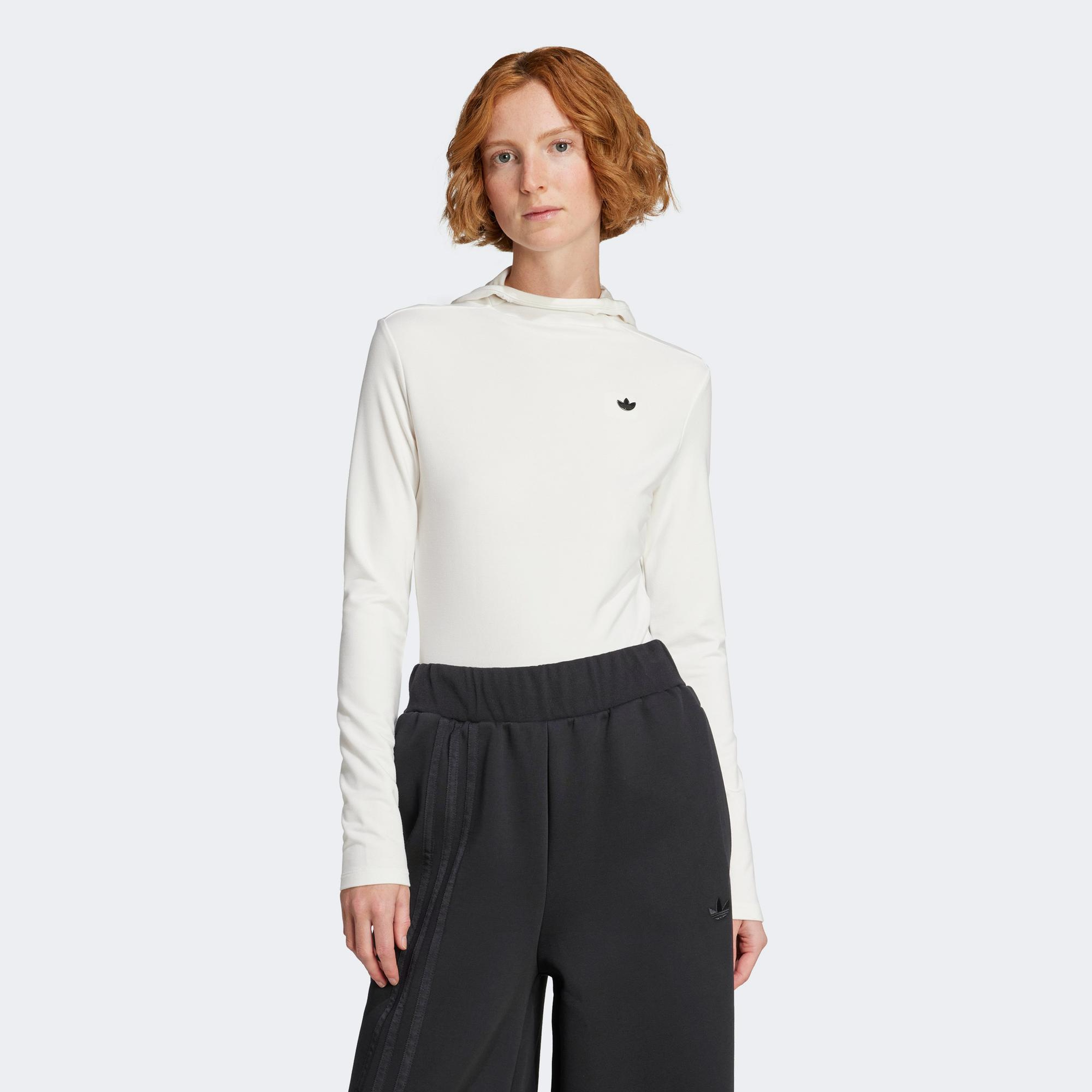 adidas P Essential Hooded Ls Kadın Beyaz Sweatshirt