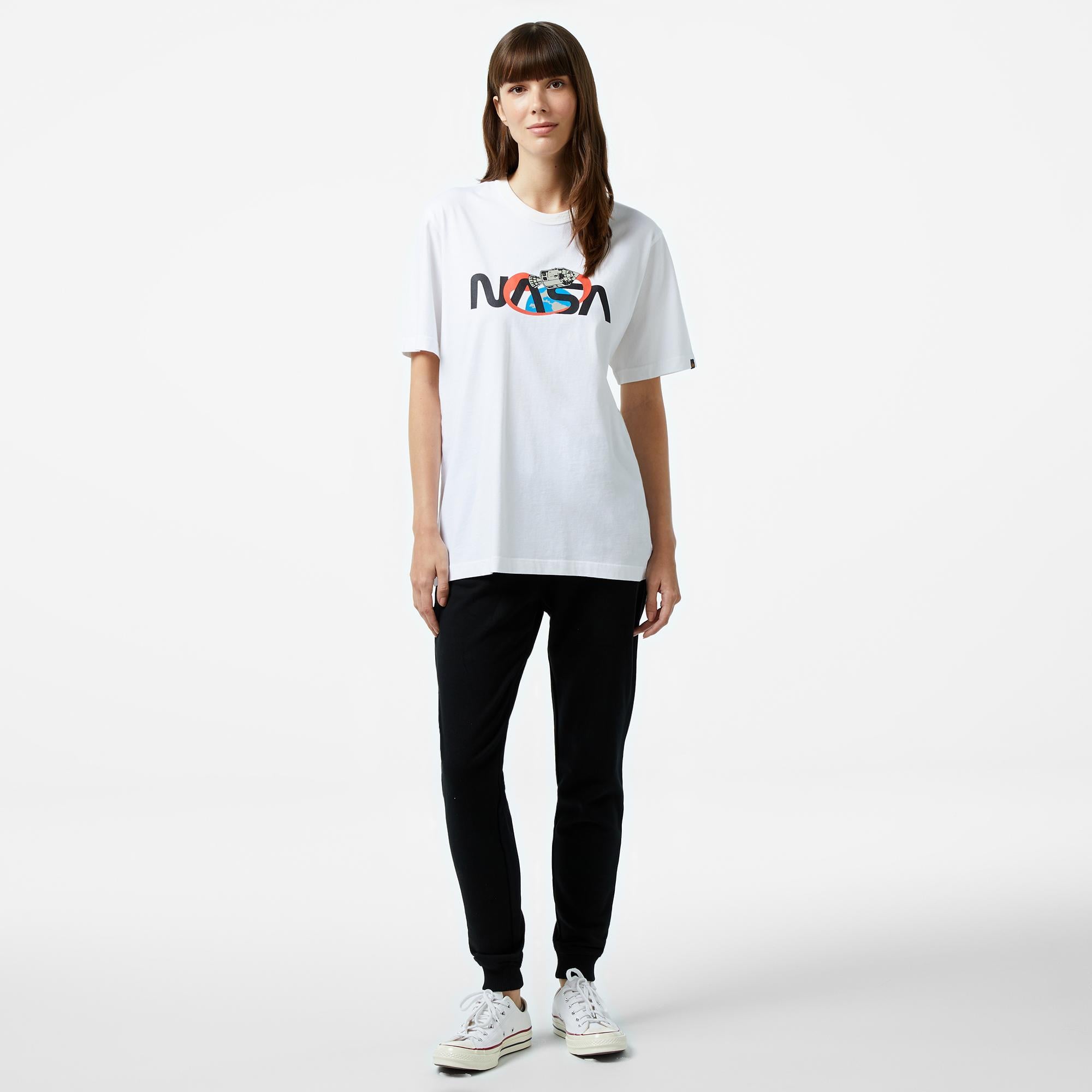 Alpha Industries Nasa Space Unisex Beyaz T-Shirt