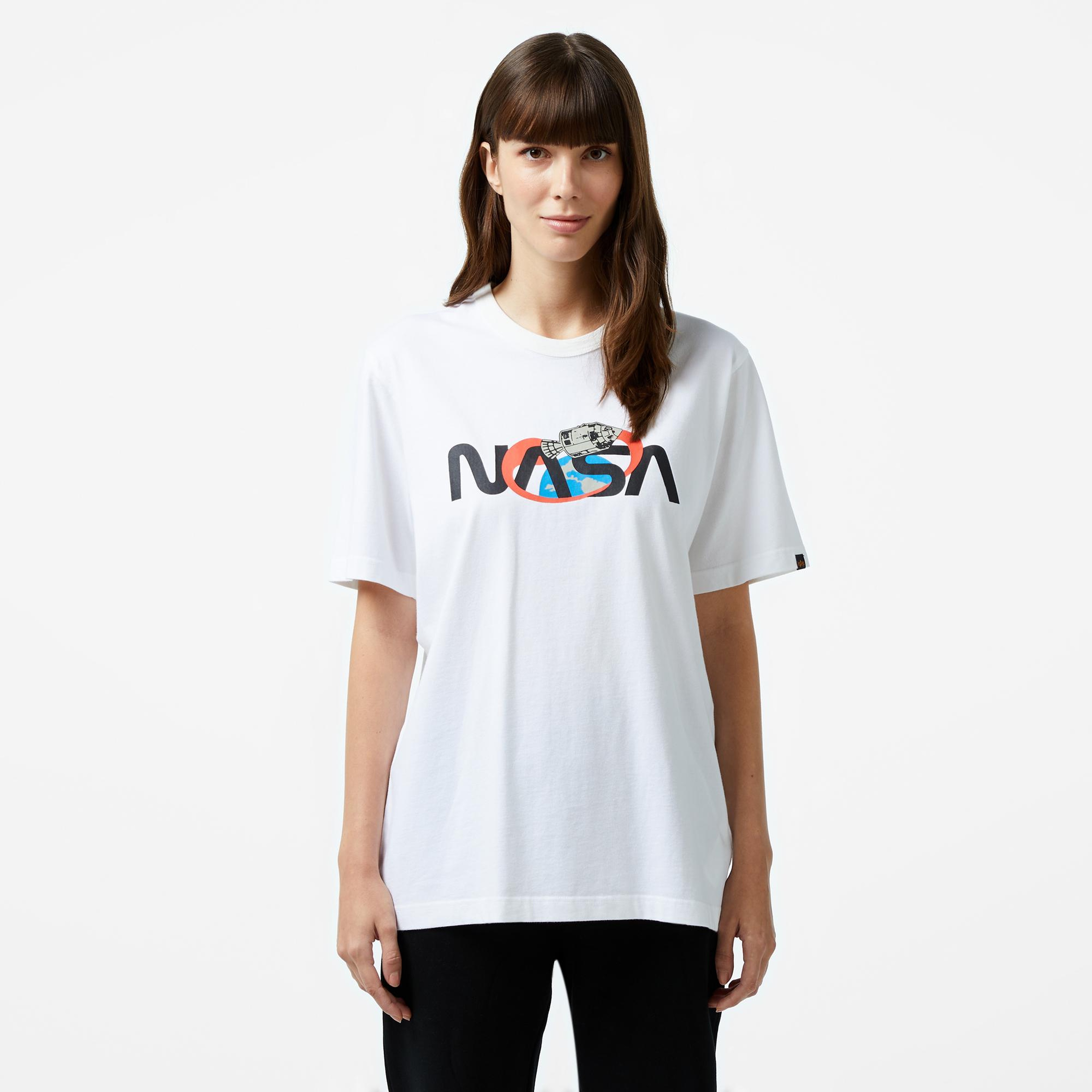 Alpha Industries Nasa Space Unisex Beyaz T-Shirt