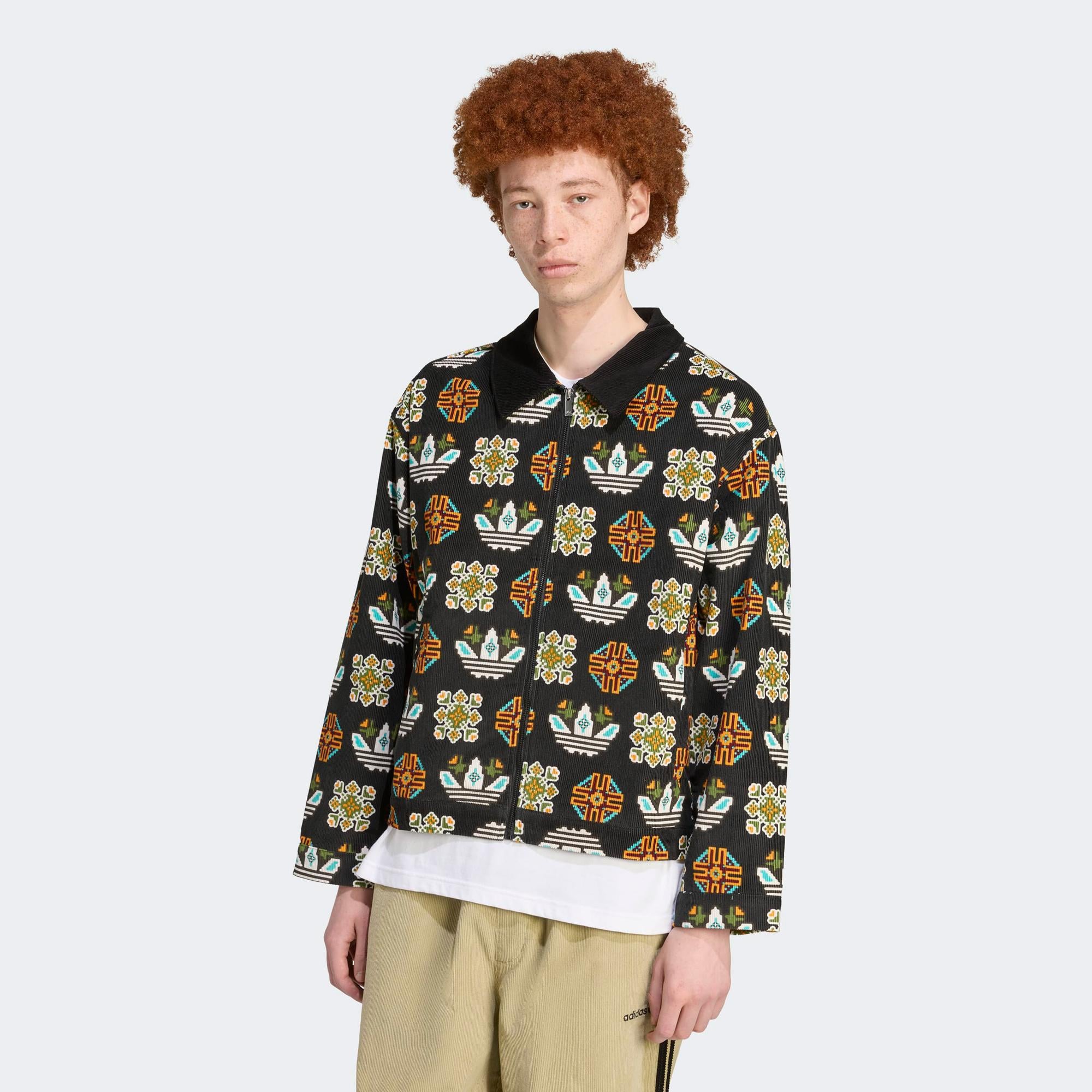 adidas Monogram Allover Print Erkek Siyah Renkli Ceket