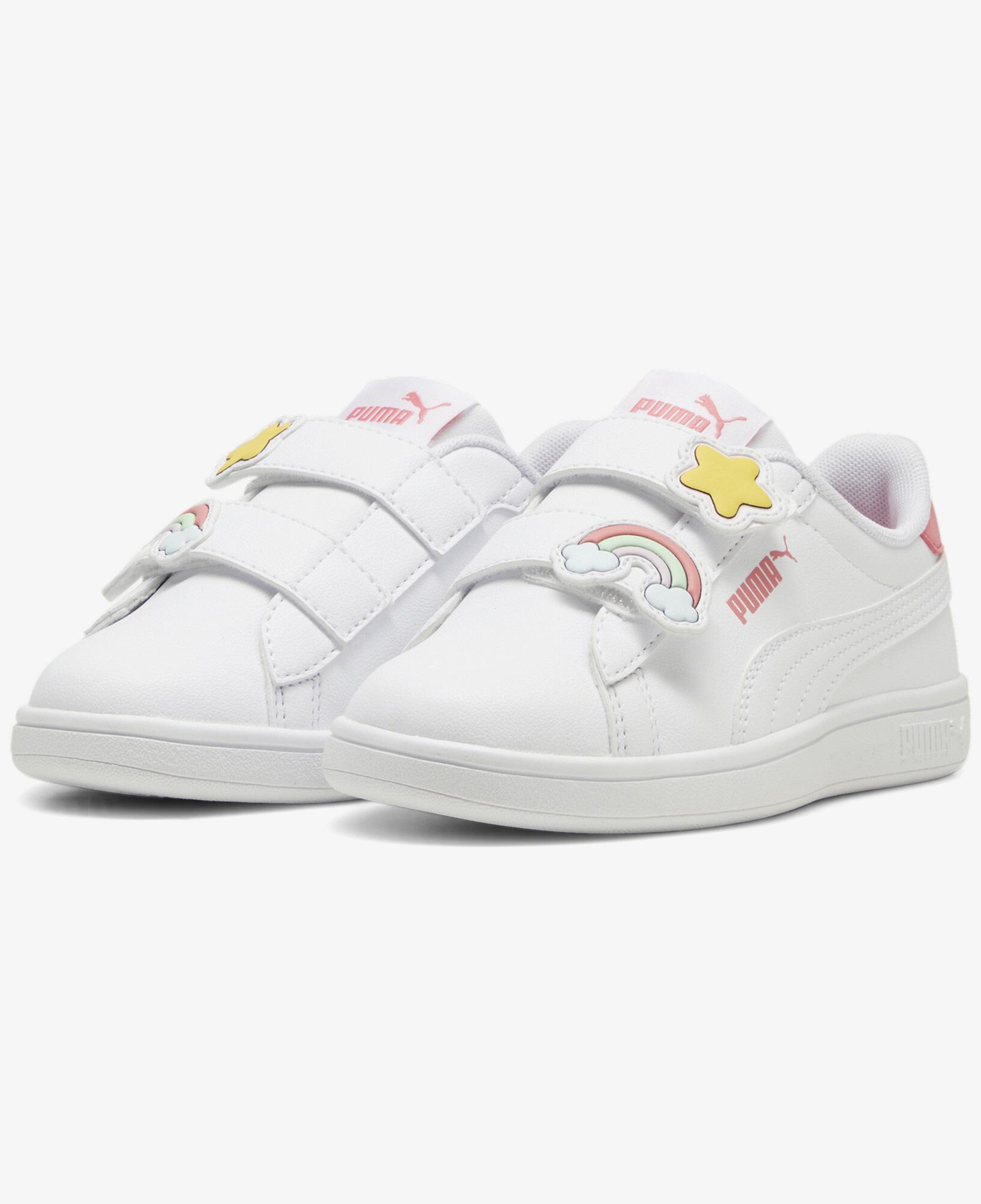 Puma Smash 3.0 Badges Çocuk Beyaz Spor Ayakkabı