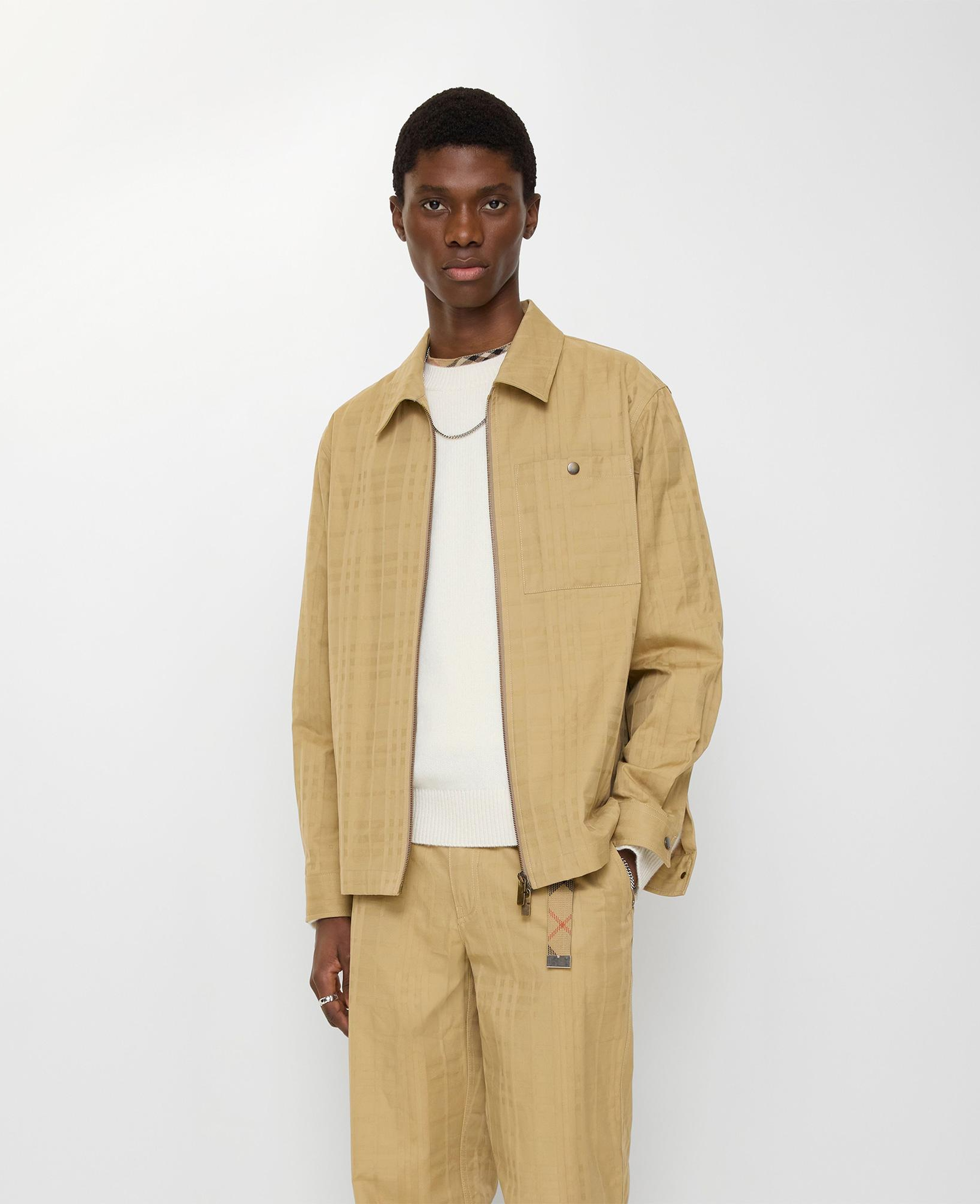 Burberry Check Cotton Zip Erkek Bej Ceket