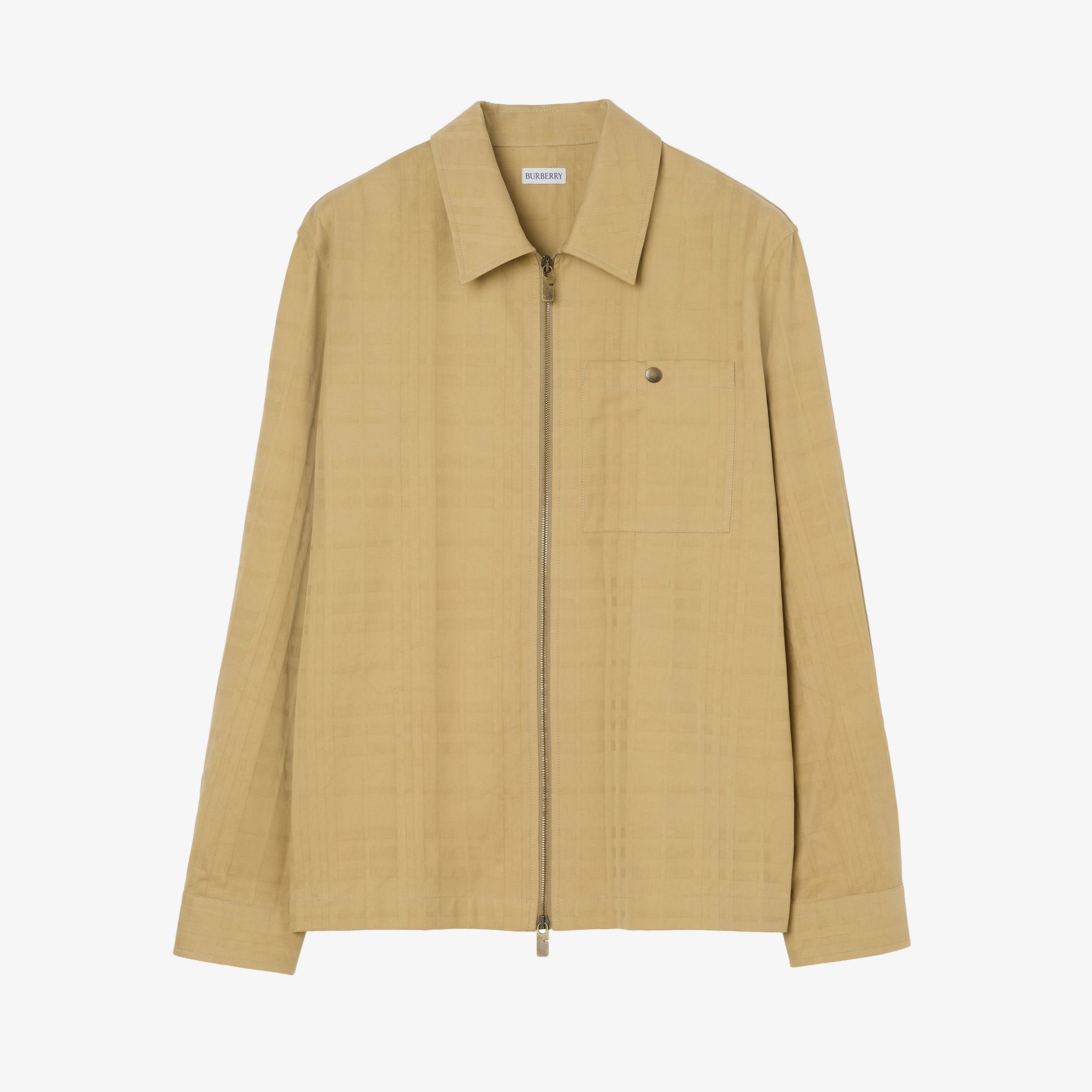 Burberry Check Cotton Zip Erkek Bej Ceket