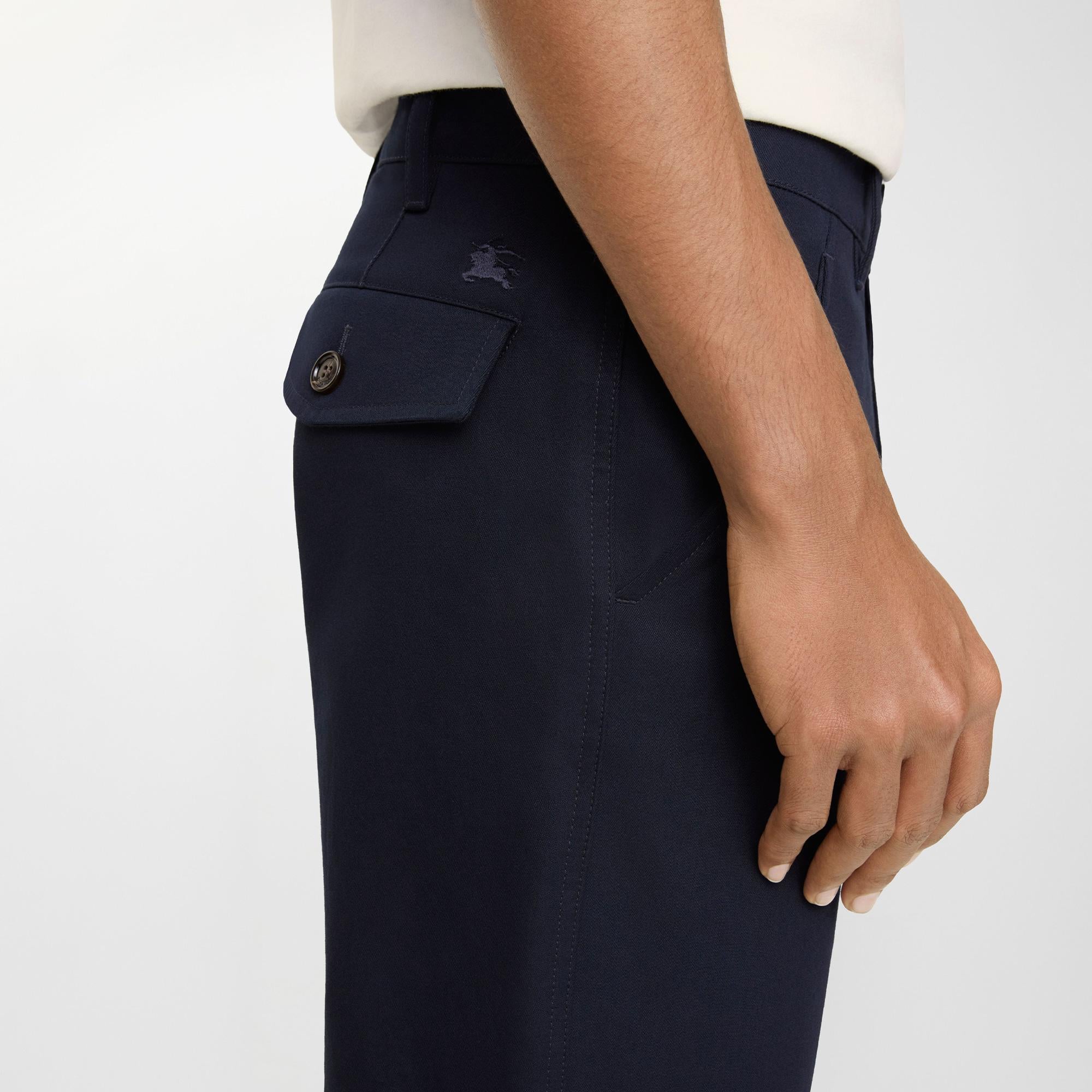 Burberry Cotton Twill Chinos Erkek Lacivert Pantolon