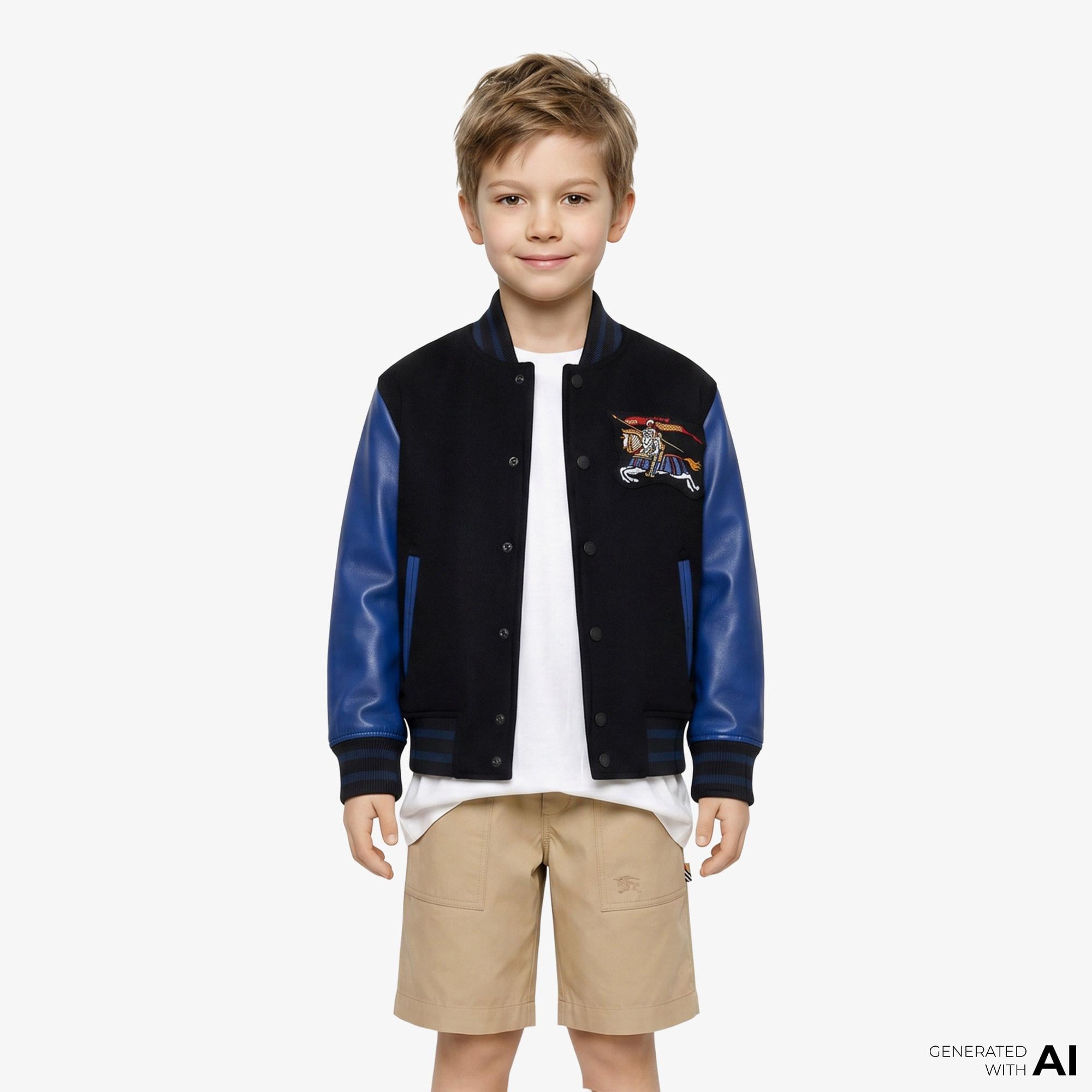 Burberry Wool Cashmere Bomber Çocuk Siyah Ceket