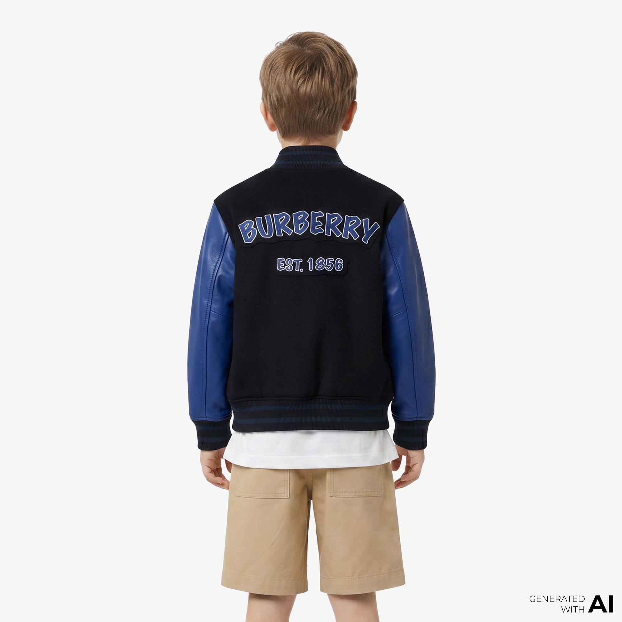 Burberry Wool Cashmere Bomber Çocuk Siyah Ceket