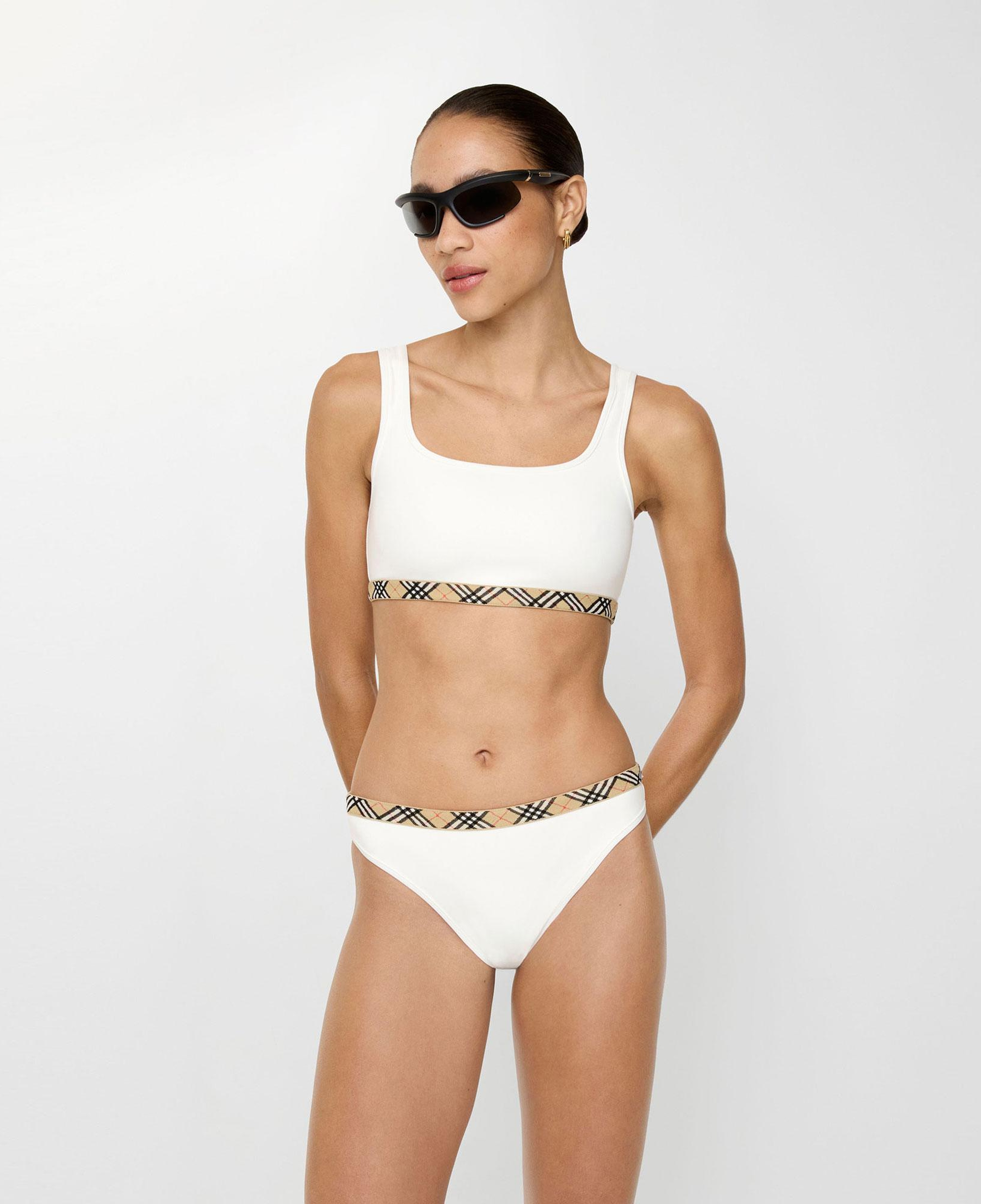 Burberry Check Trim Kadın Beyaz Bikini Üstü
