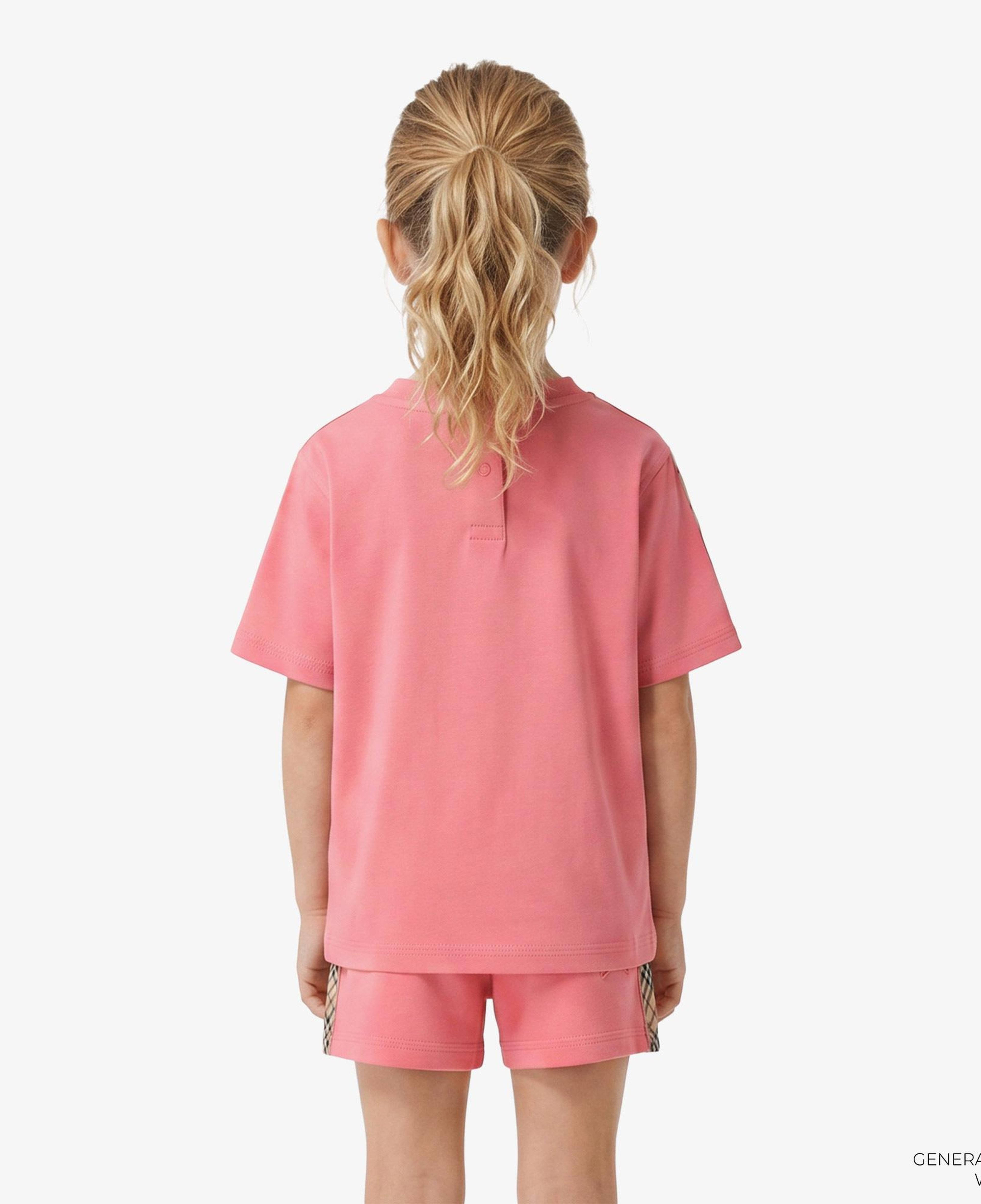 Burberry Check Trim Cotton Çocuk Pembe T-Shirt