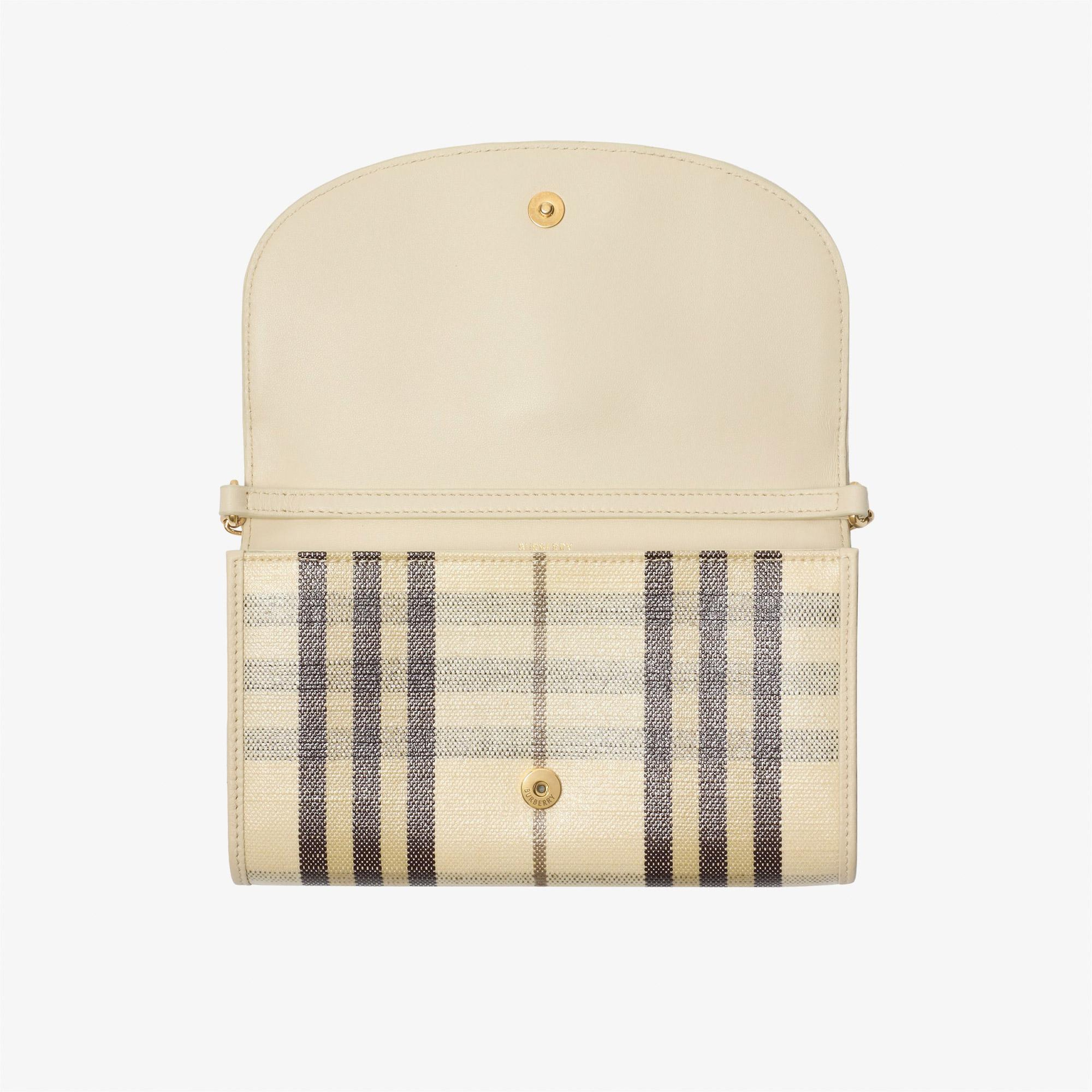 Burberry Highlands Chain Strap Kadın Bej Keten Cüzdan