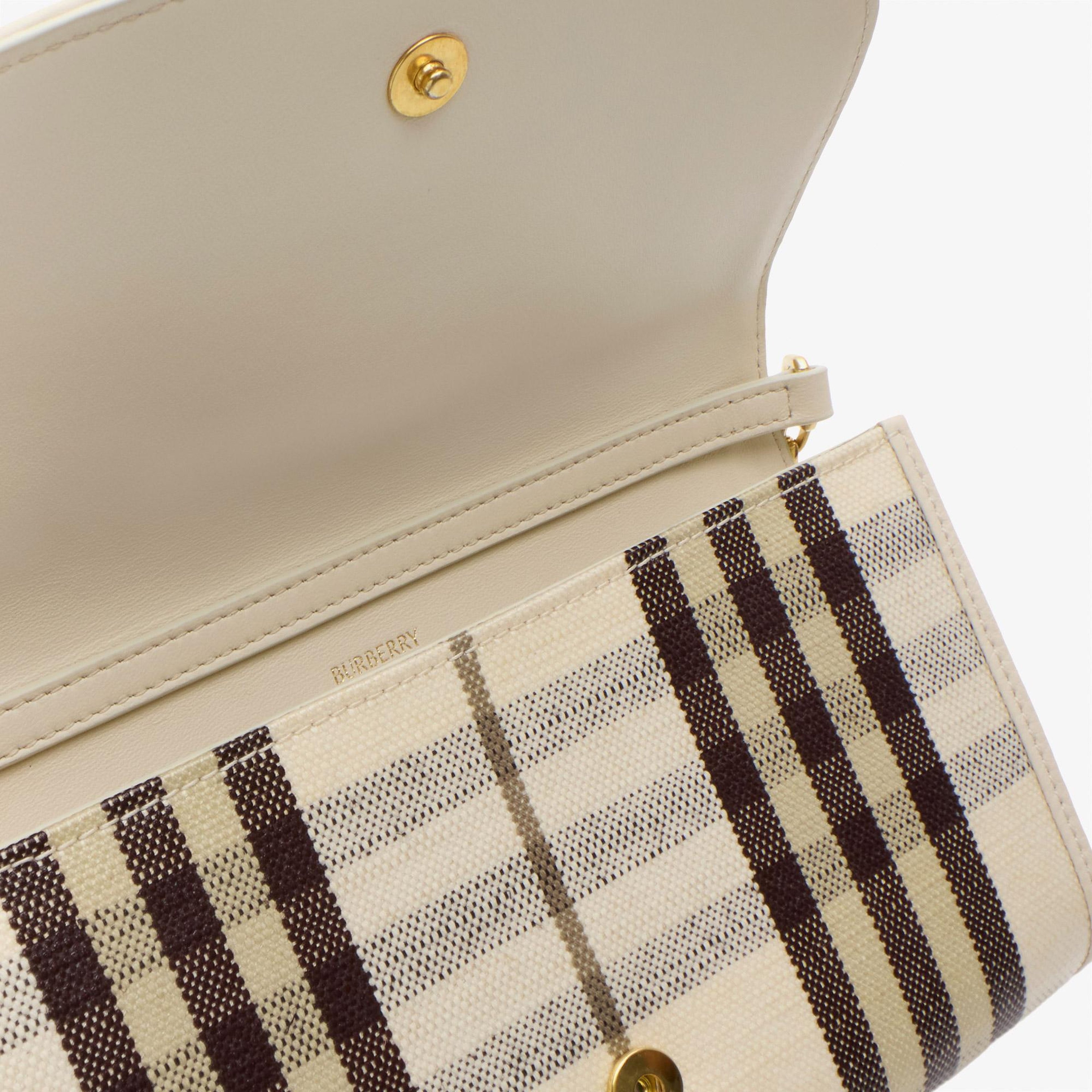 Burberry Highlands Chain Strap Kadın Bej Keten Cüzdan