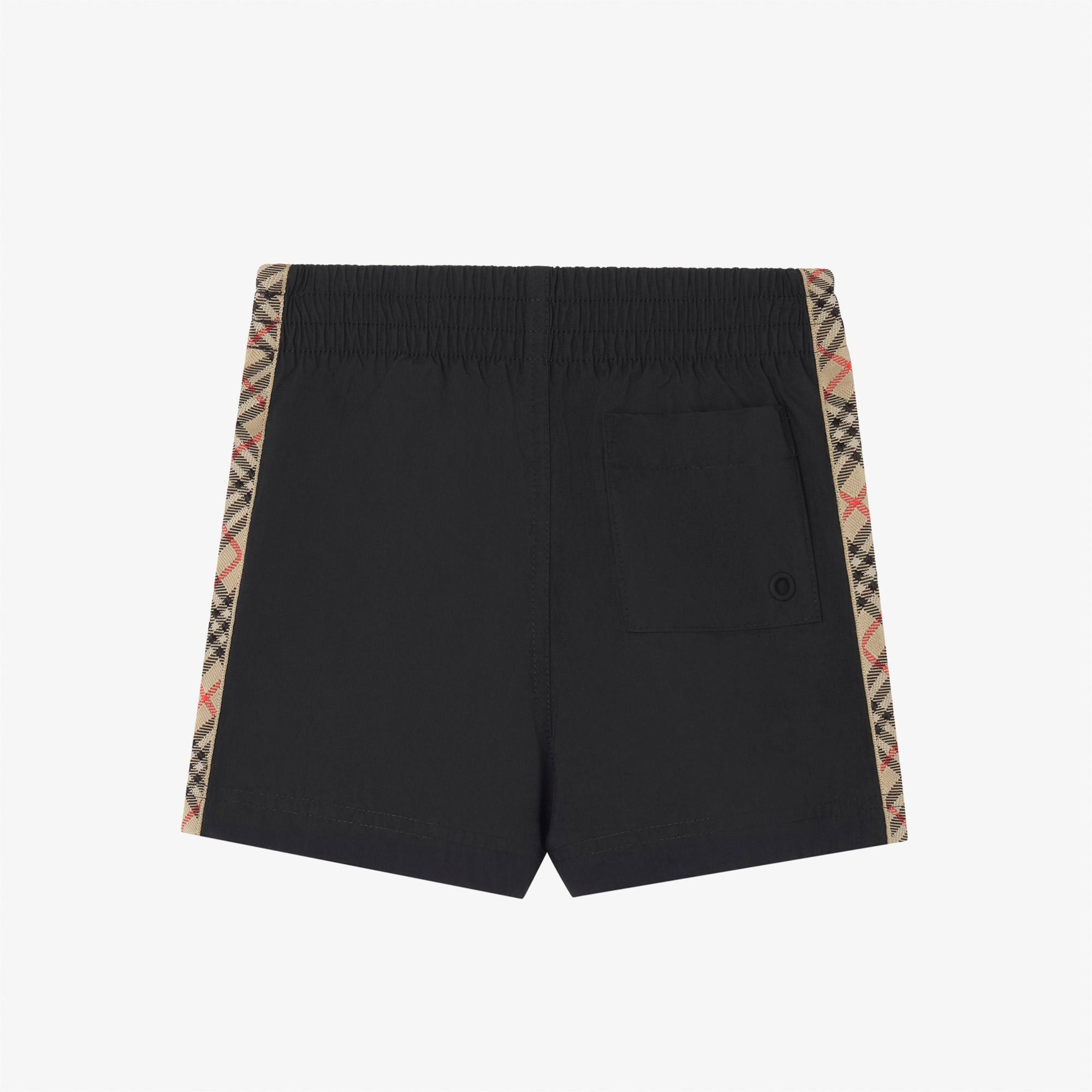 Burberry Check Trim Çocuk Siyah Deniz Şortu