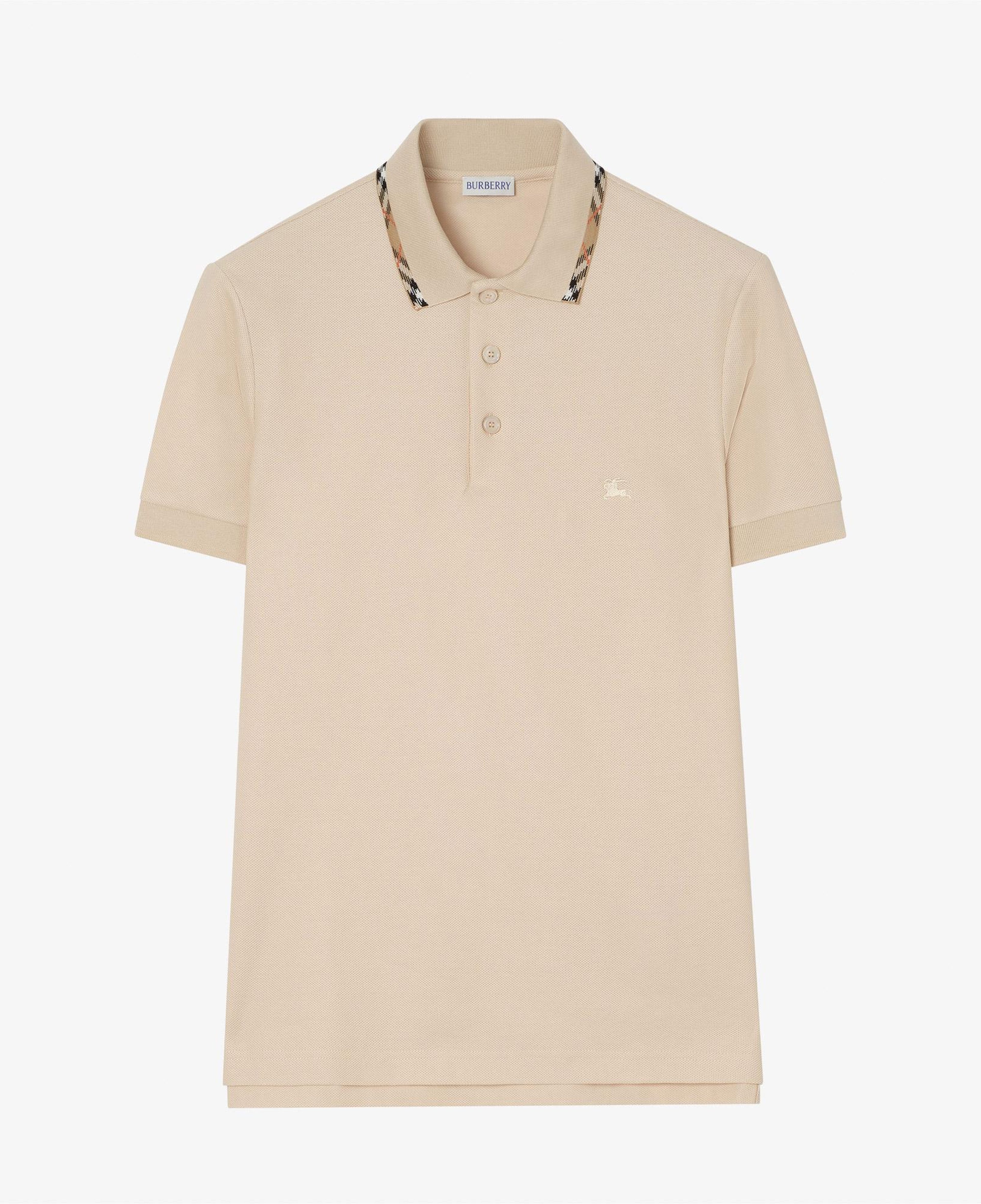 Burberry Check Trim Cotton Erkek Krem Polo
