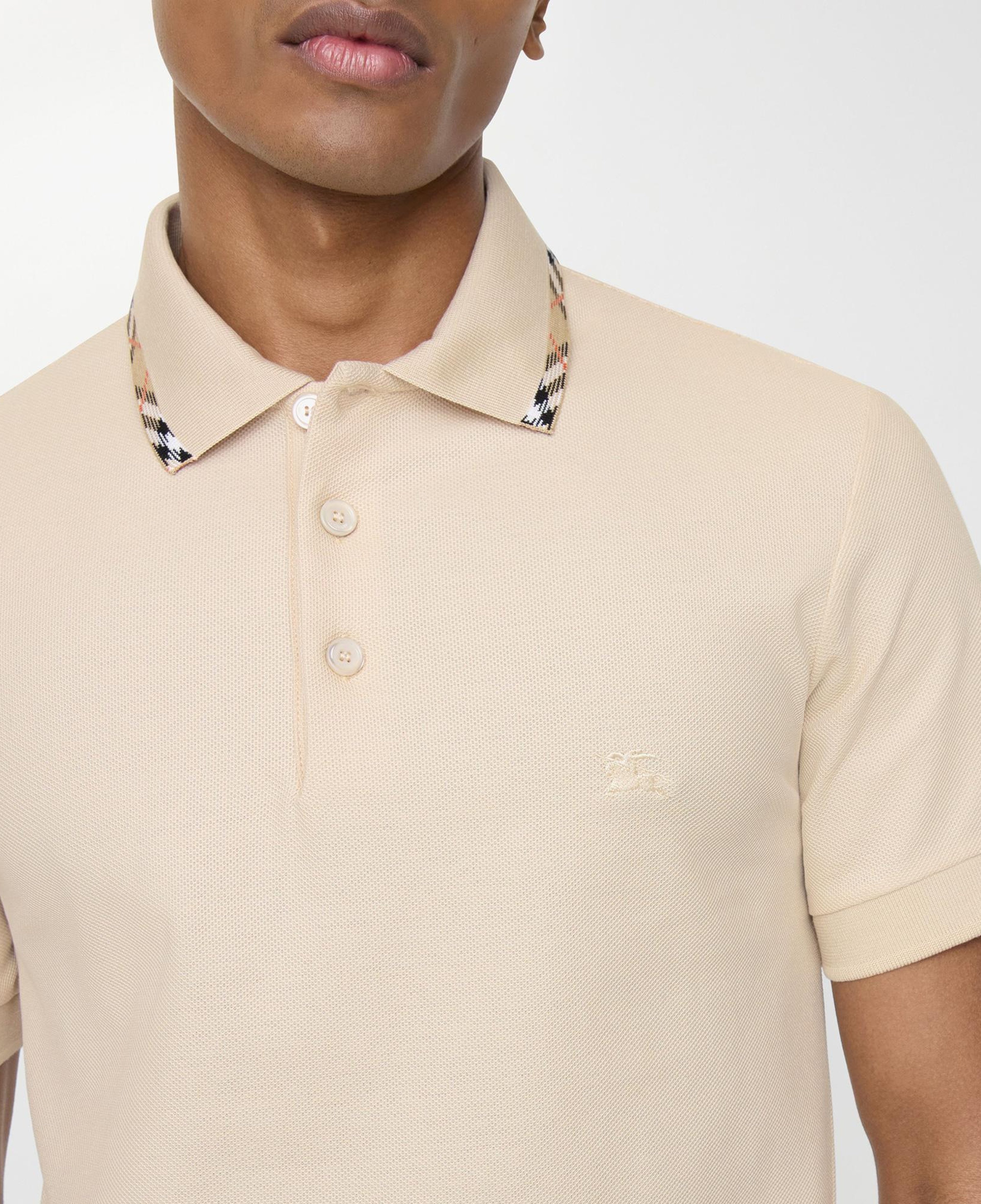 Burberry Check Trim Cotton Erkek Krem Polo