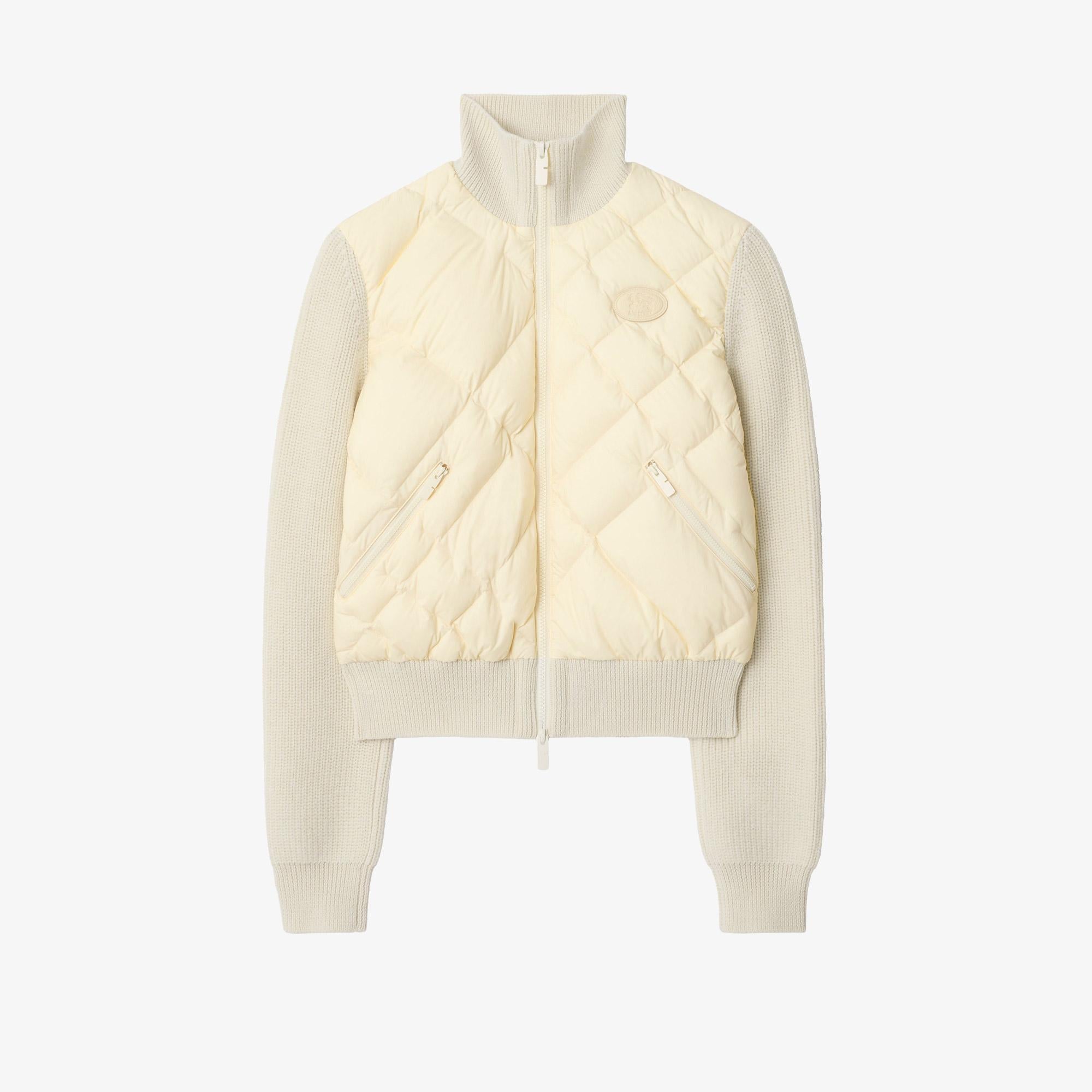 Burberry Check-Stitch Nylon And Wool Kadın Beyaz Ceket