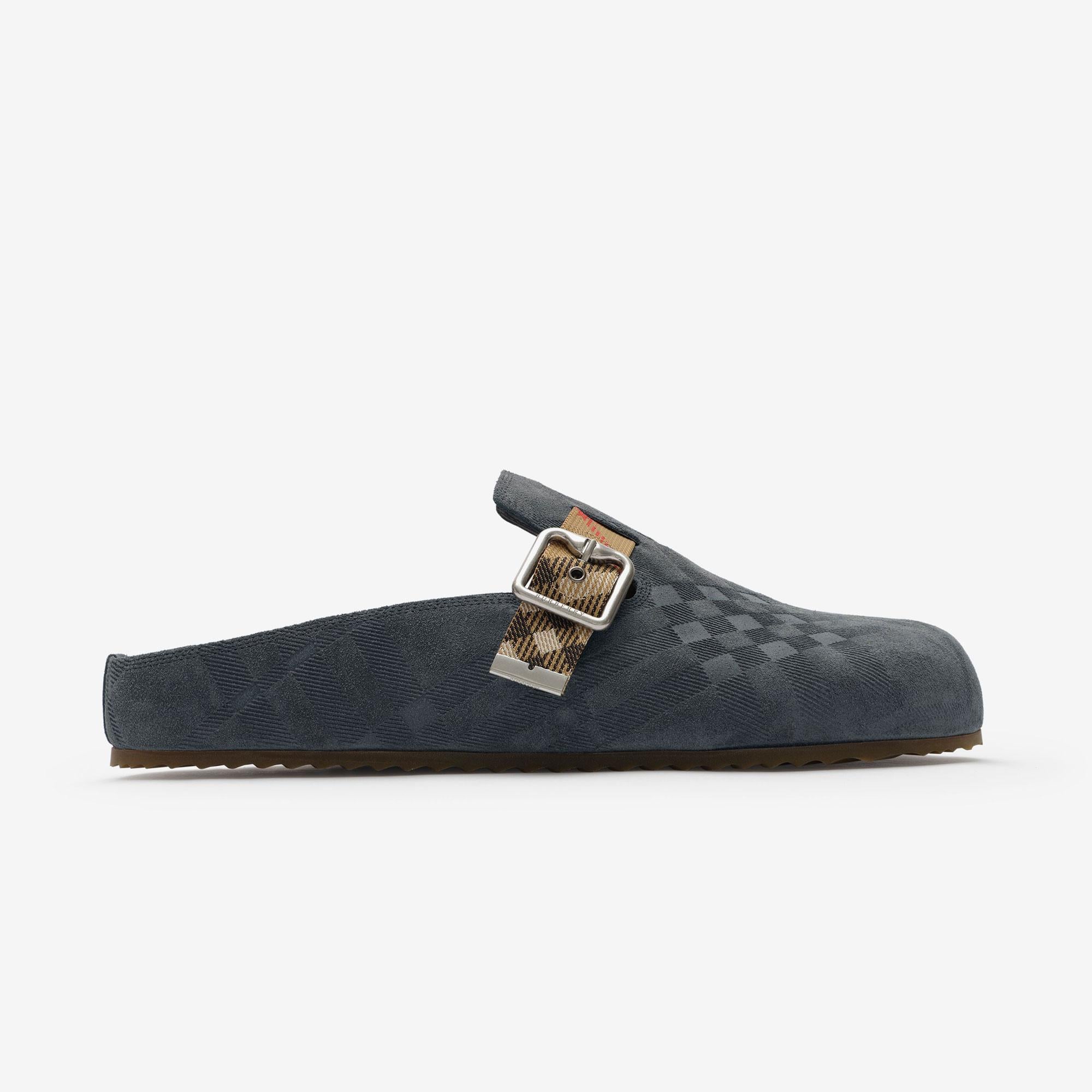 Burberry Check Suede Urchin Erkek Mavi Terlik
