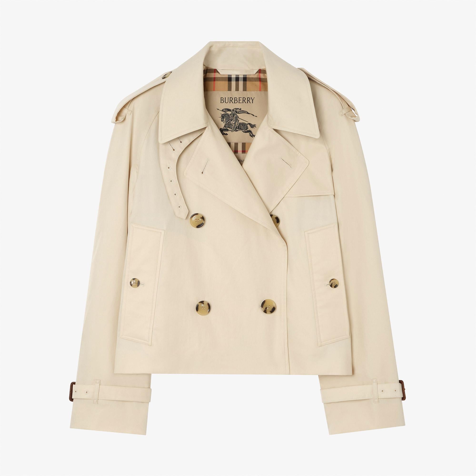 Burberry Cropped Tropical Gabardine Mayfair Kadın Bej Trençkot