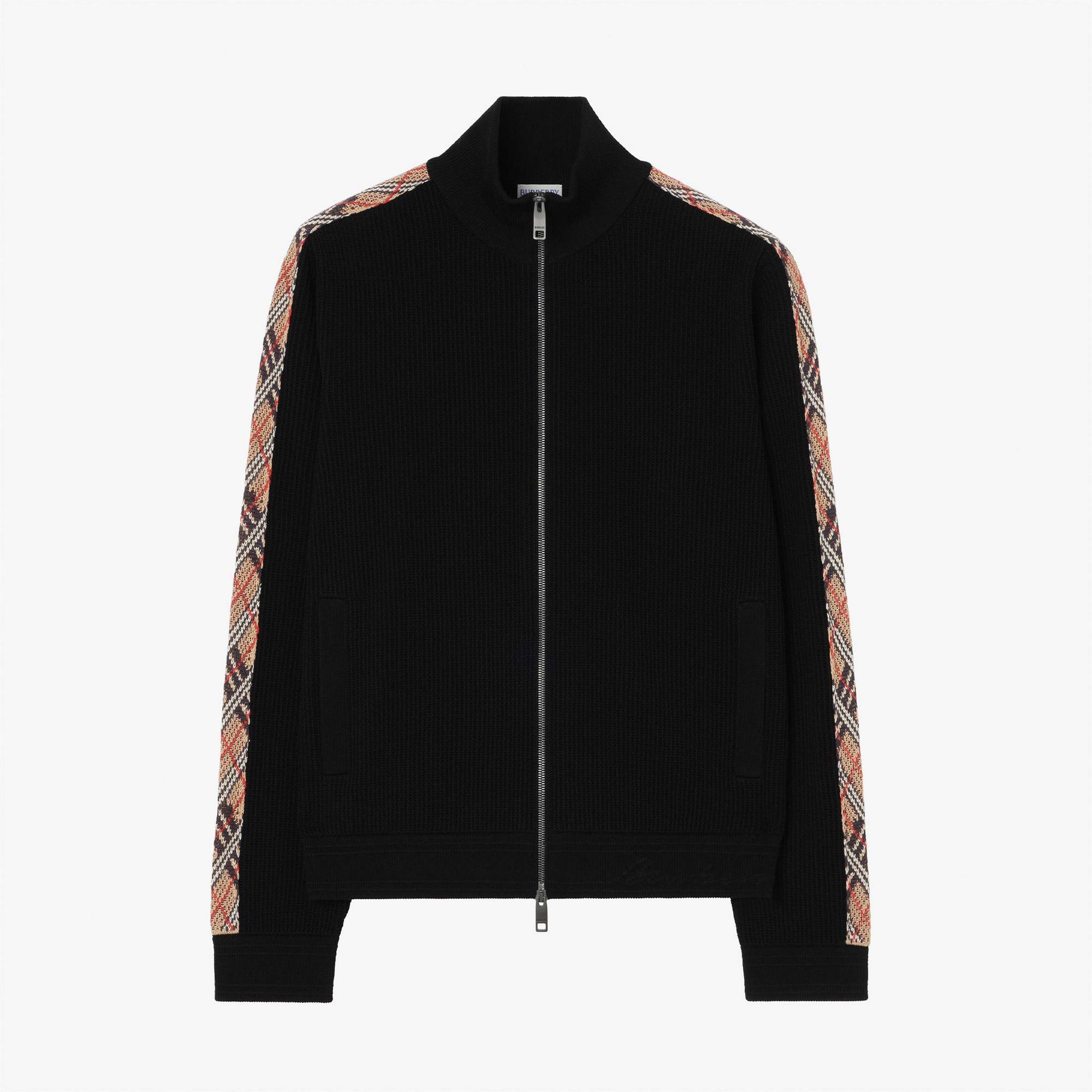 Burberry Check Trim Cotton Track Erkek Siyah Hırka
