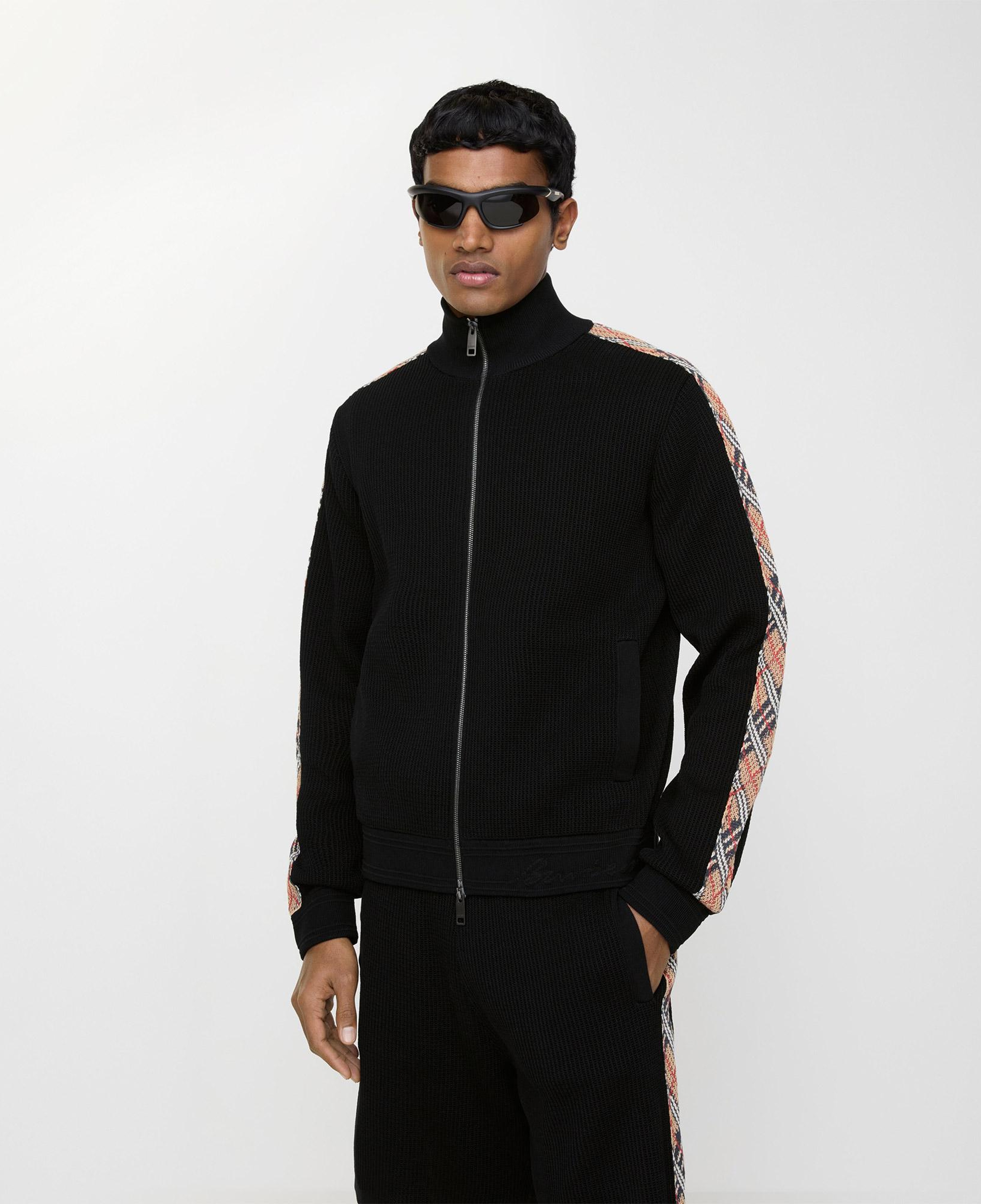 Burberry Check Trim Cotton Track Erkek Siyah Hırka