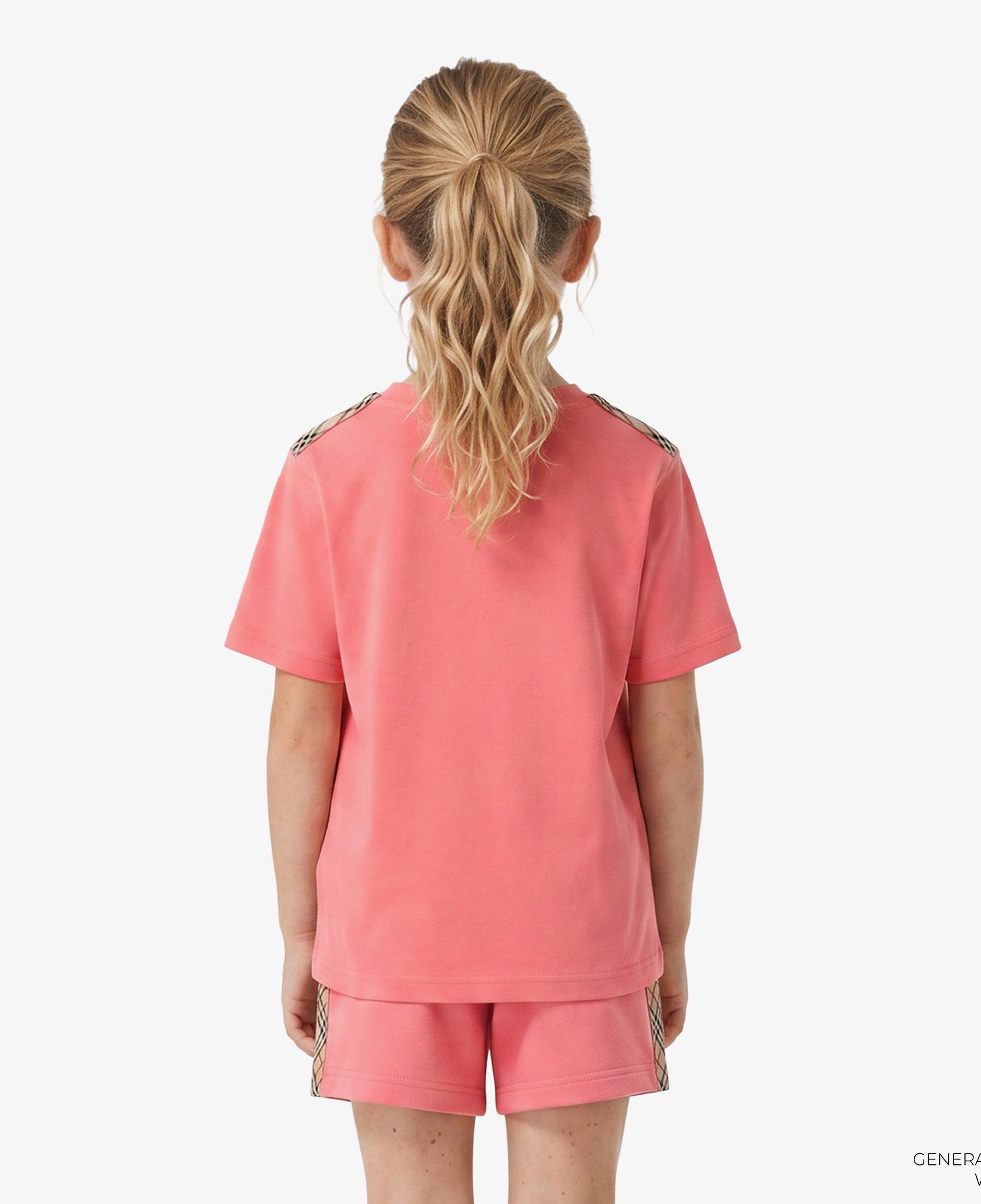 Burberry Check Trim Cotton Çocuk Pembe T-Shirt