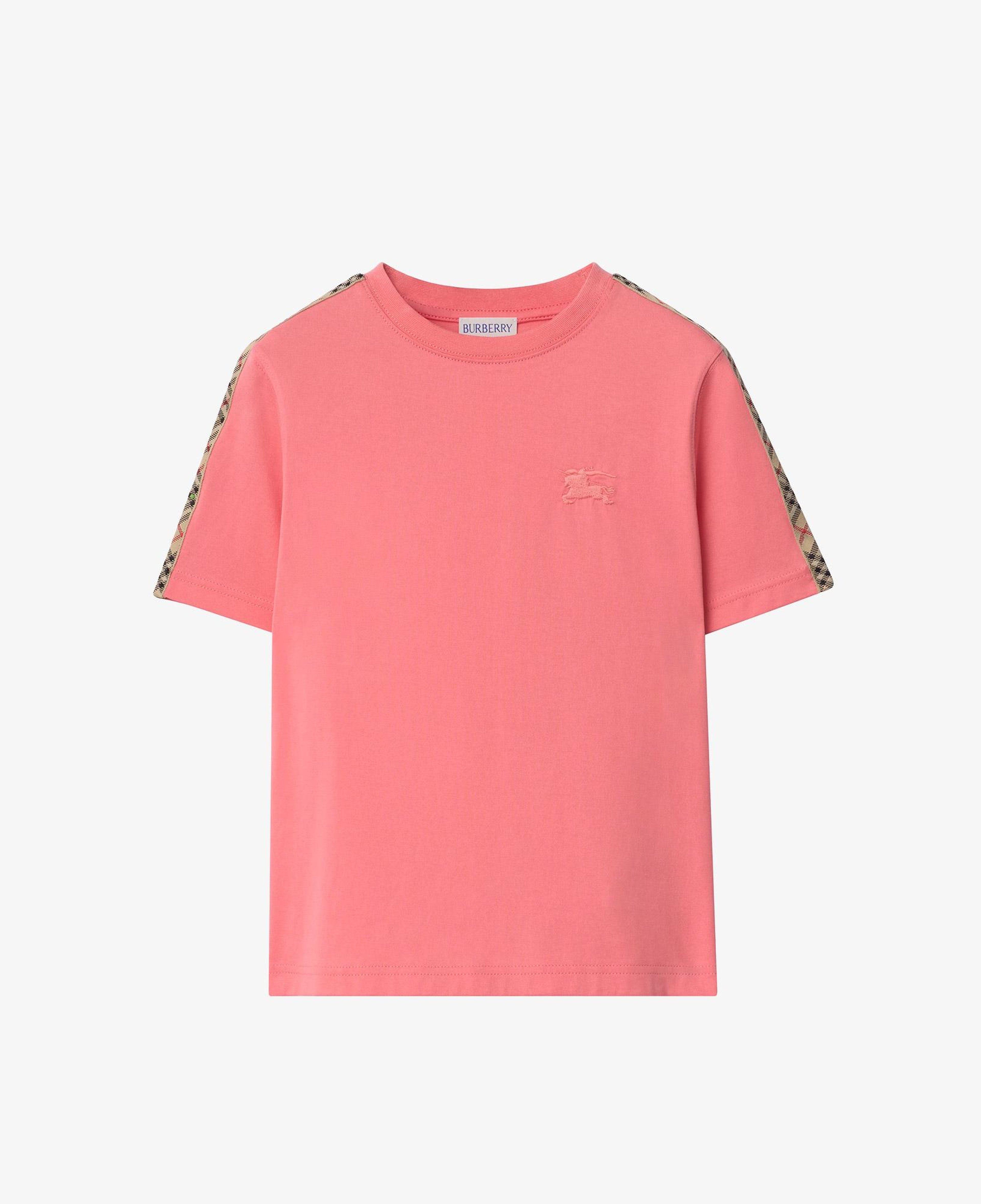 Burberry Check Trim Cotton Çocuk Pembe T-Shirt