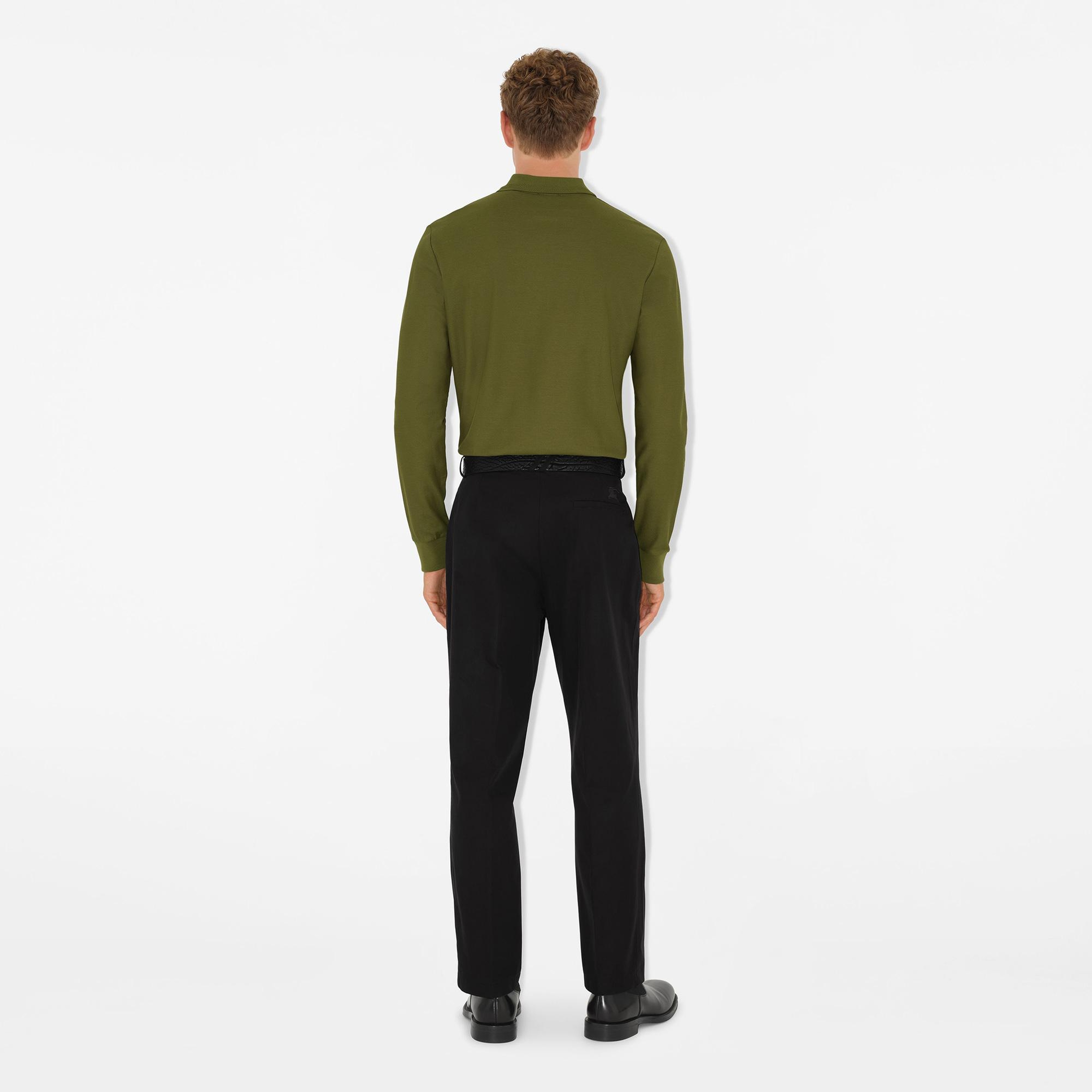 Burberry Long-sleeve Pamuklu Erkek Haki Polo