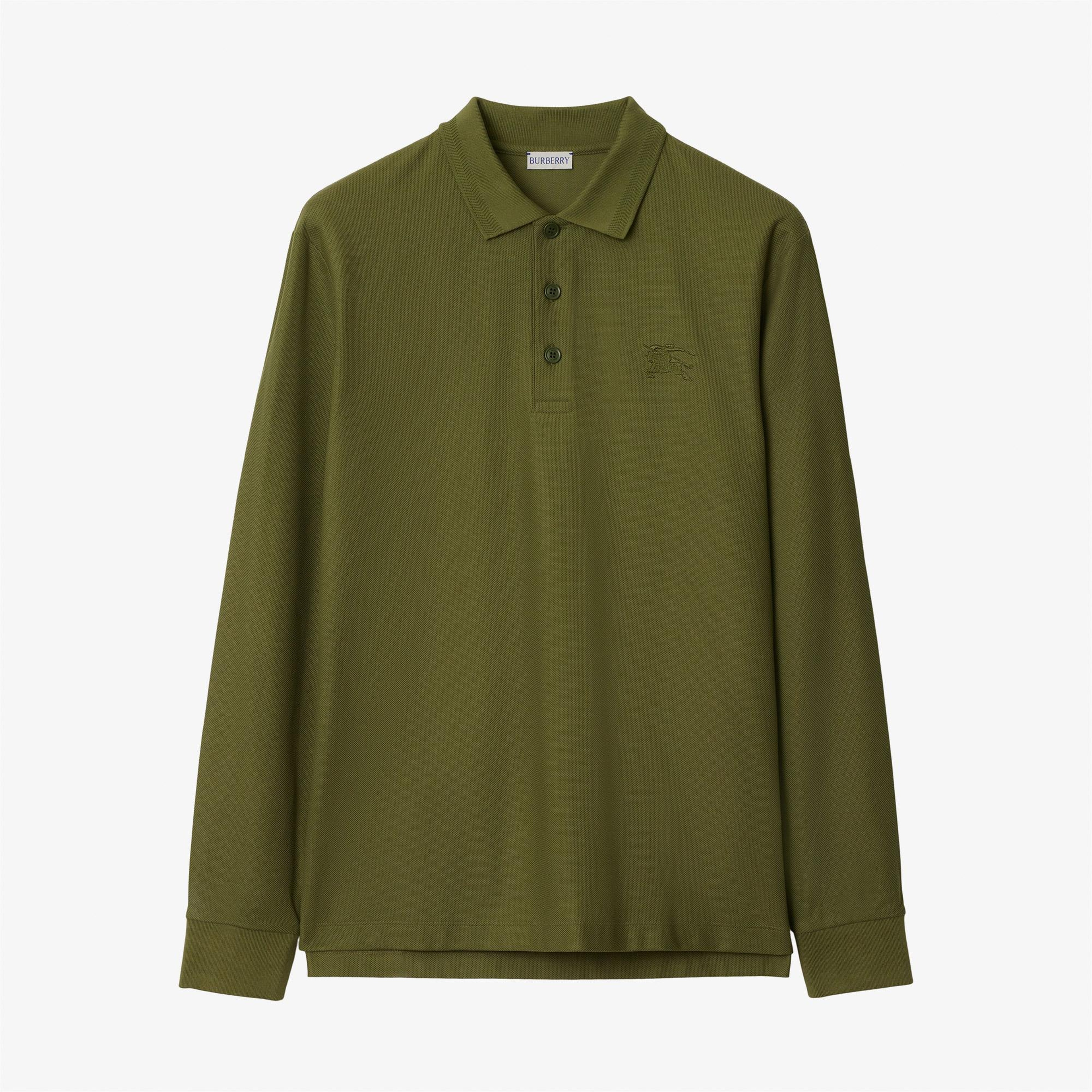 Burberry Long-sleeve Pamuklu Erkek Haki Polo