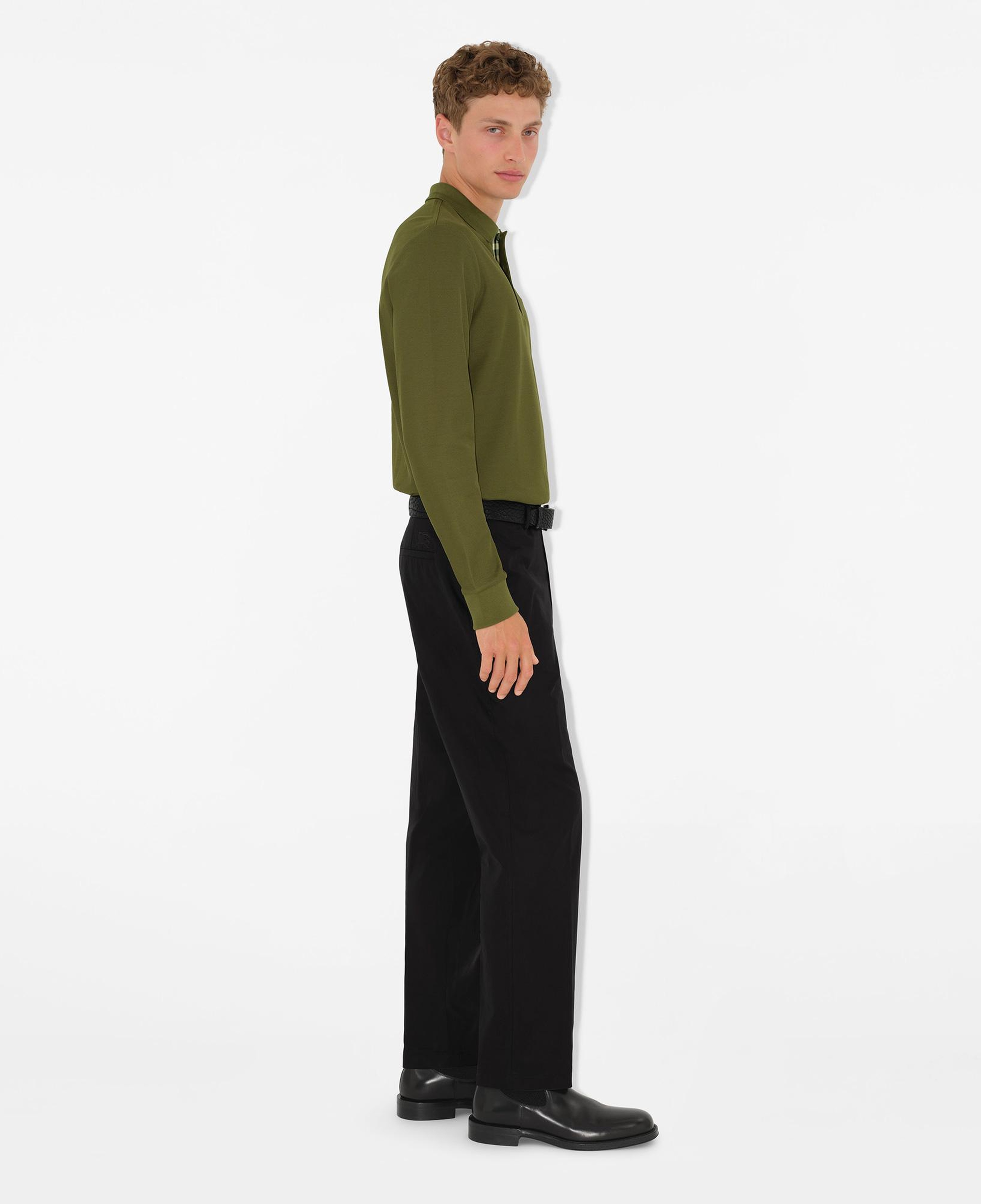 Burberry Long-sleeve Pamuklu Erkek Haki Polo