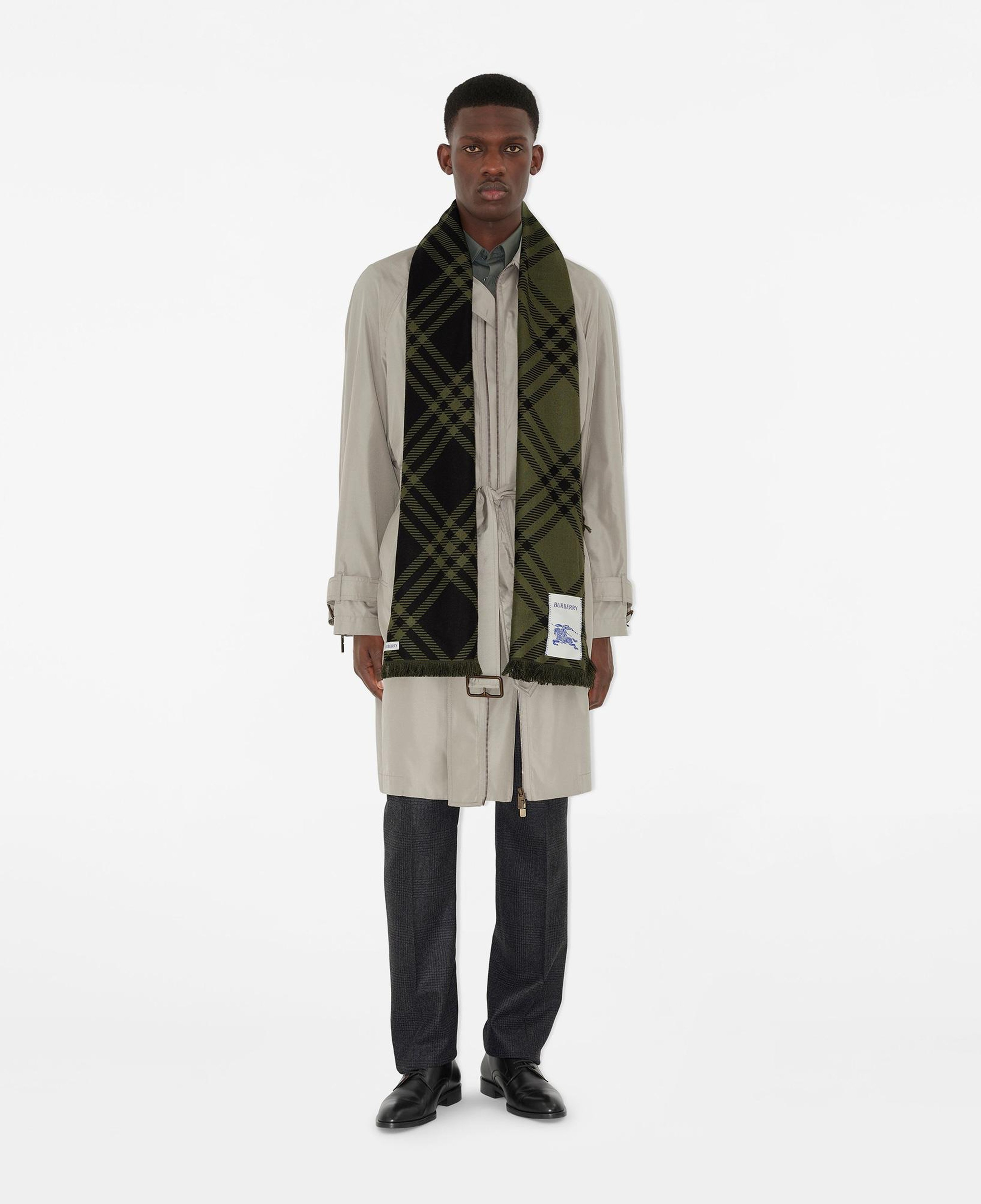 Burberry Wide Check Wool Silk Kadın Yeşil Atkı