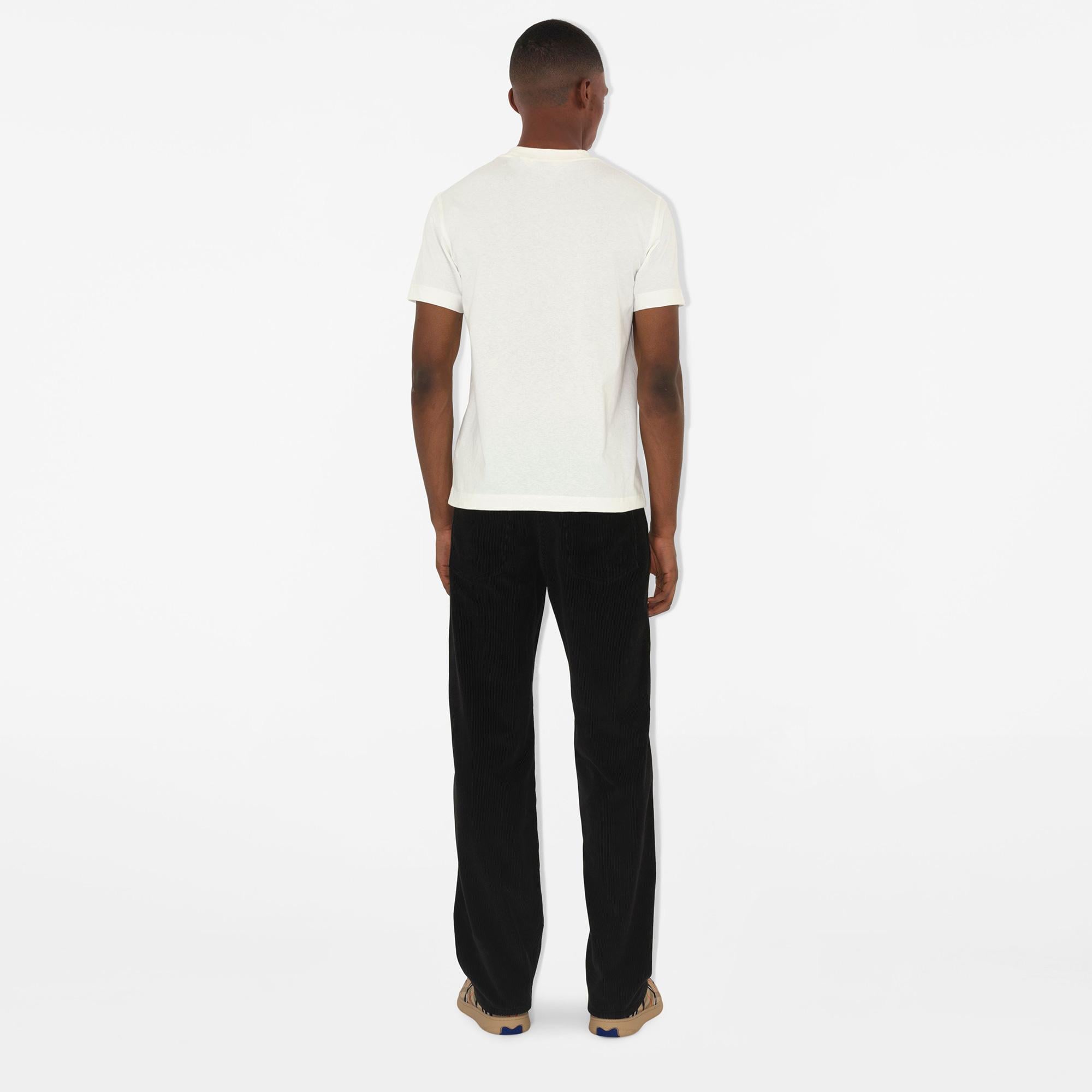 Burberry For Label Cotton Erkek Beyaz T-Shirt