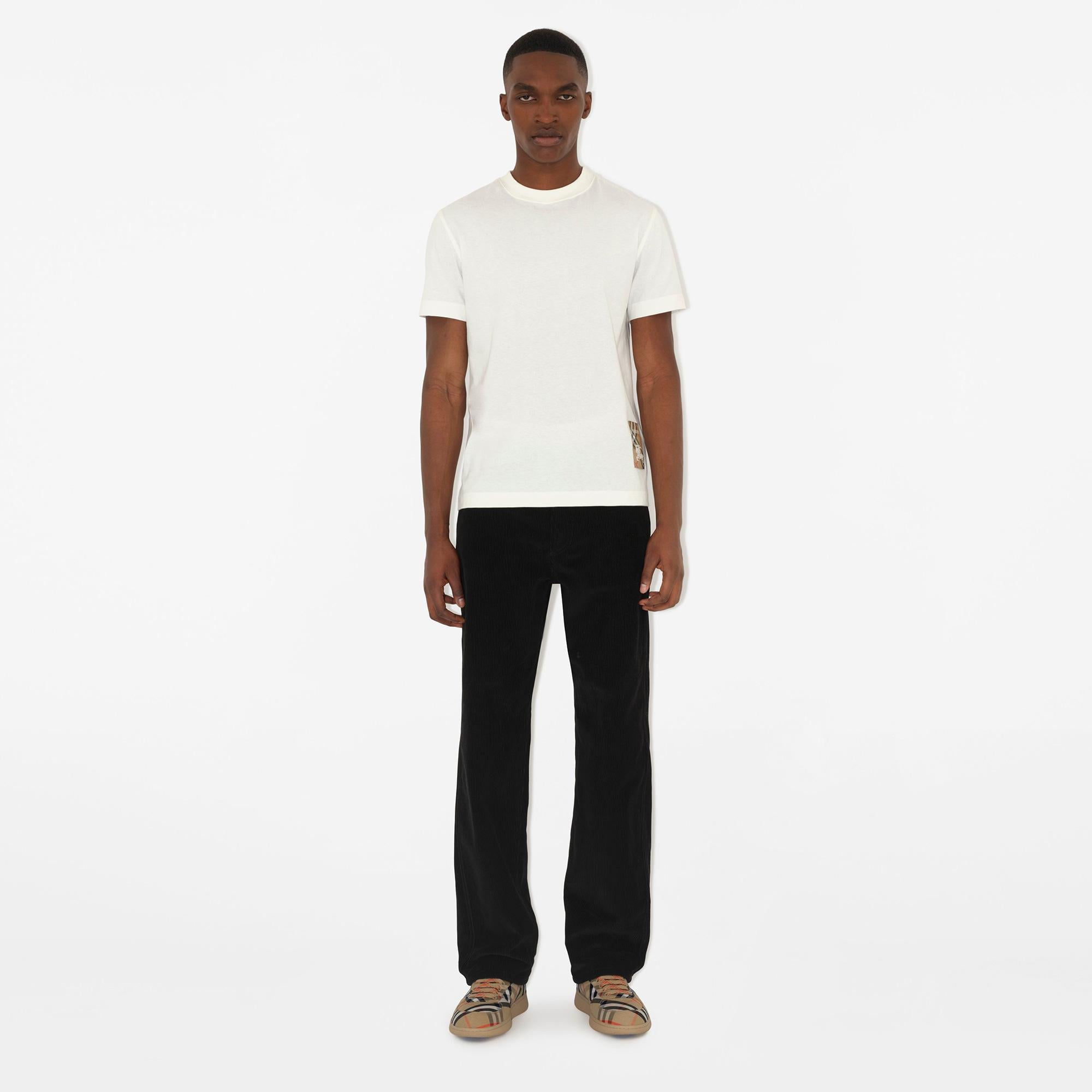 Burberry For Label Cotton Erkek Beyaz T-Shirt