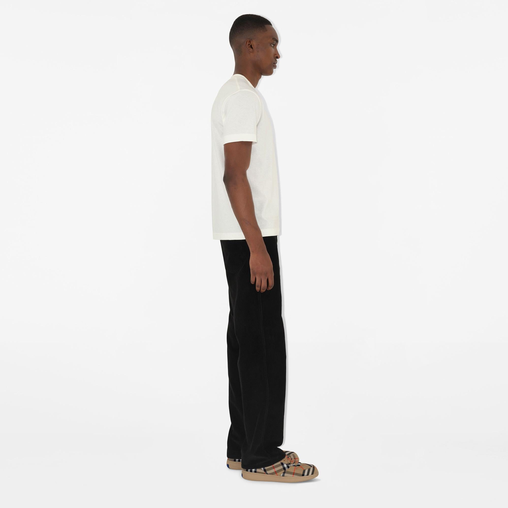 Burberry For Label Cotton Erkek Beyaz T-Shirt