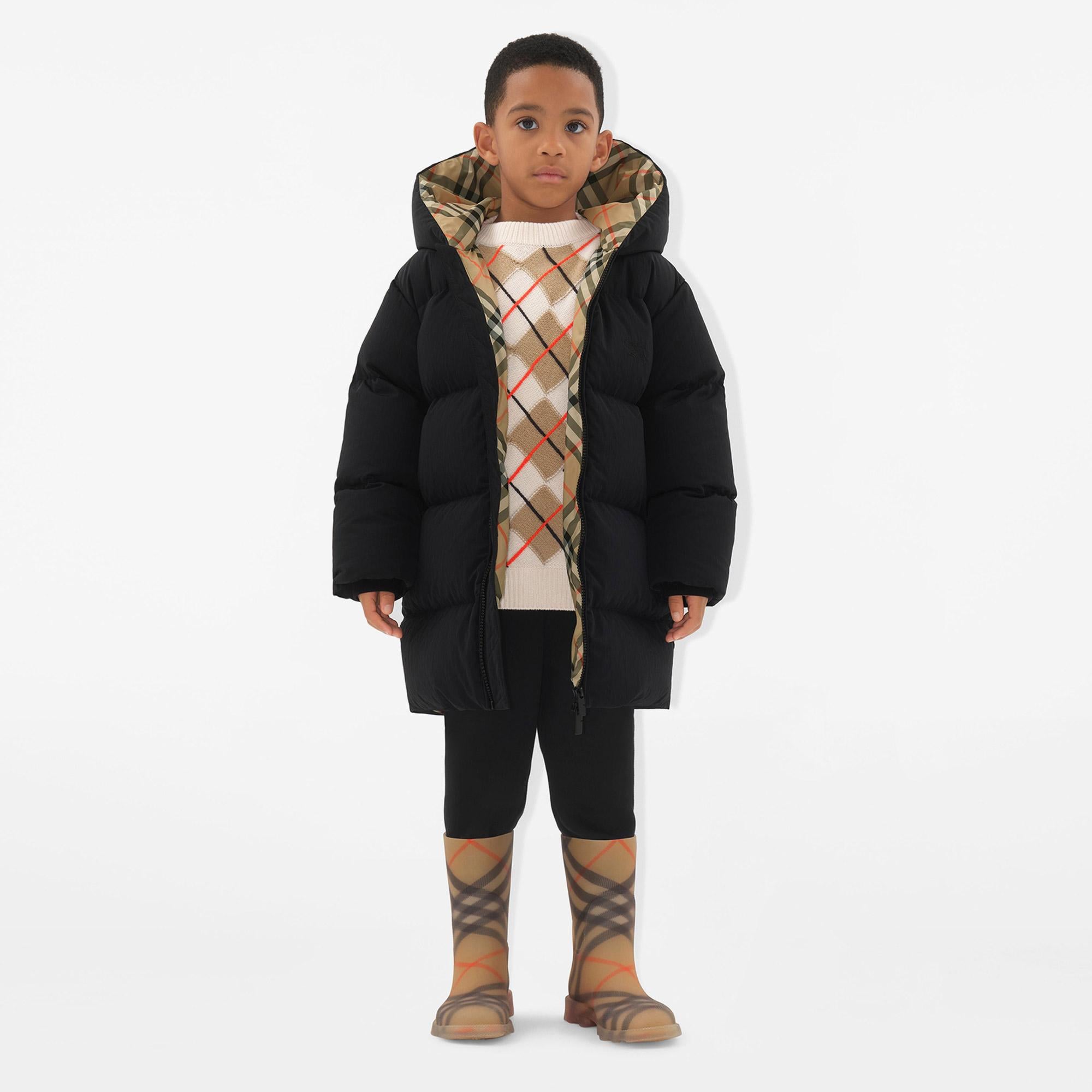 Burberry George Nylon Puffer Çocuk Siyah Mont