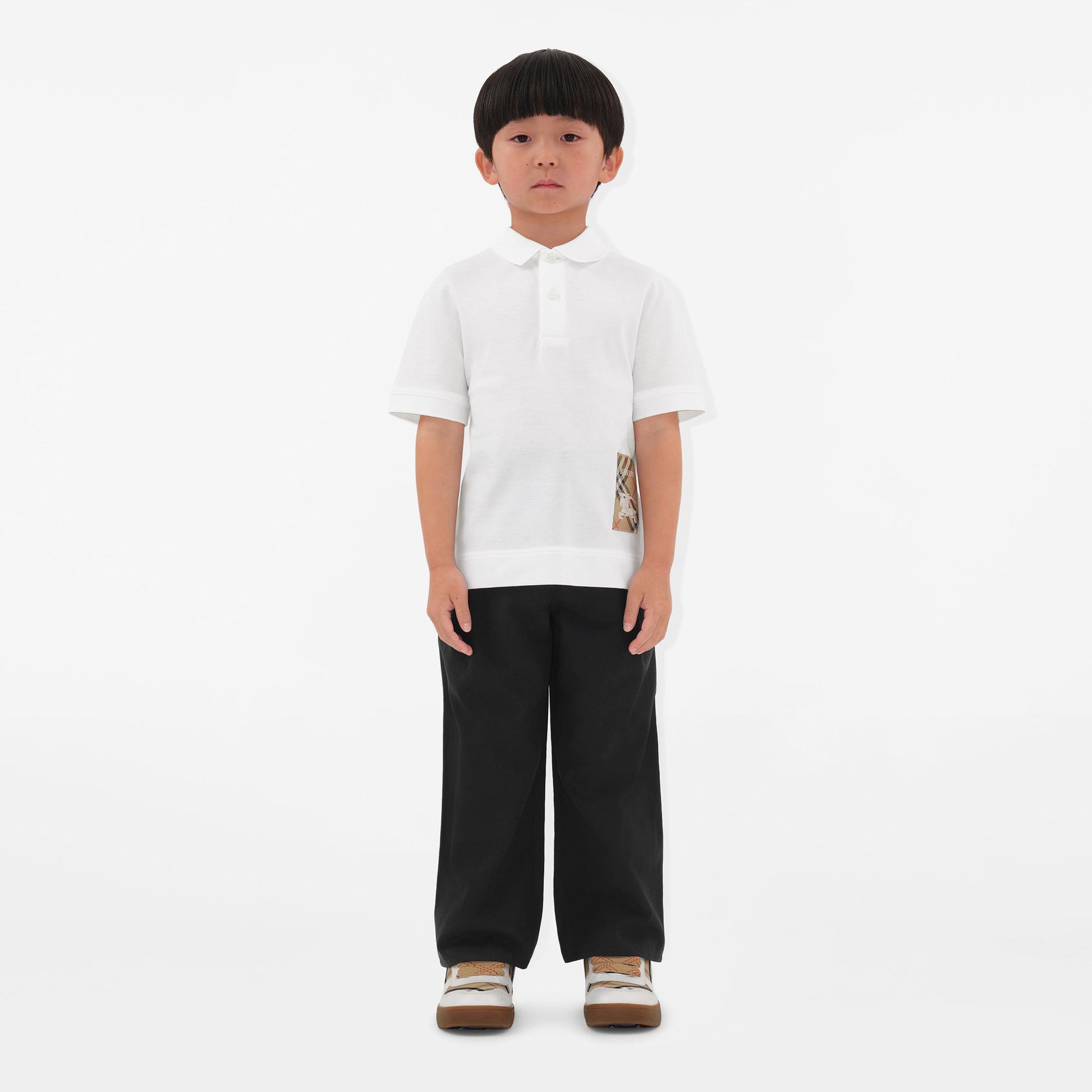 Burberry Johane Label Cotton Çocuk Beyaz Polo