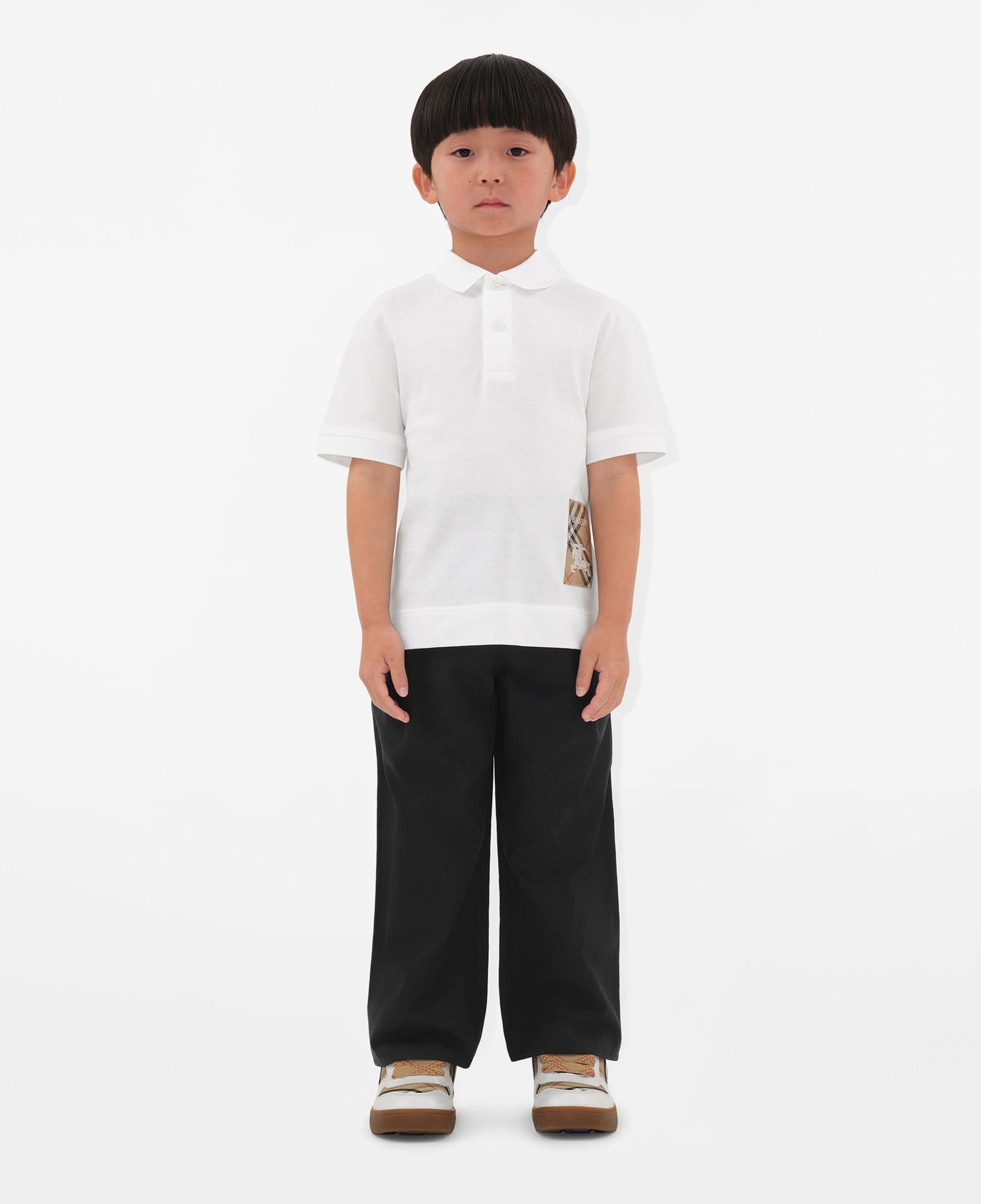 Burberry Johane Label Cotton Çocuk Beyaz Polo