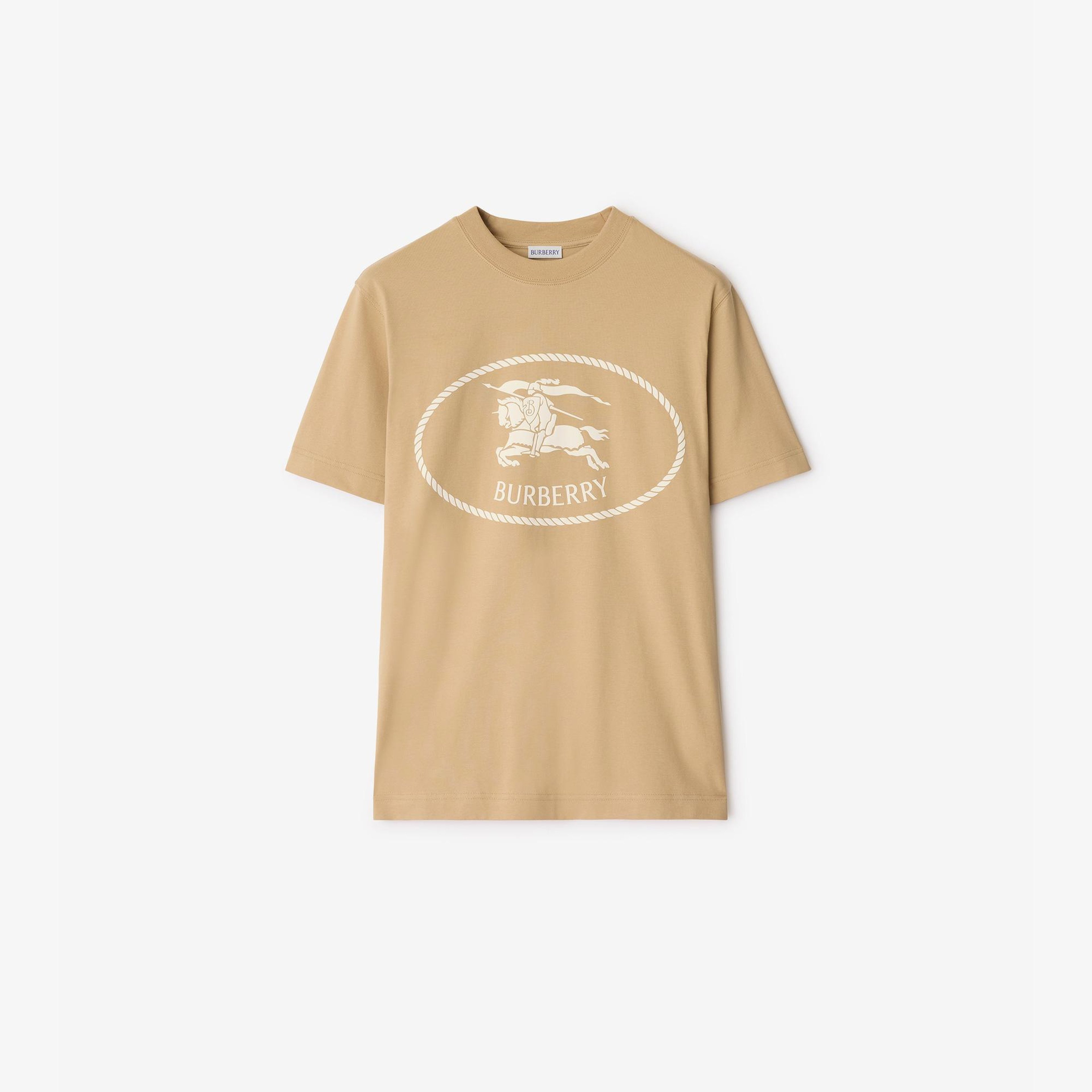 Burberry Knight Stamp Cotton Erkek Bej T-Shirt