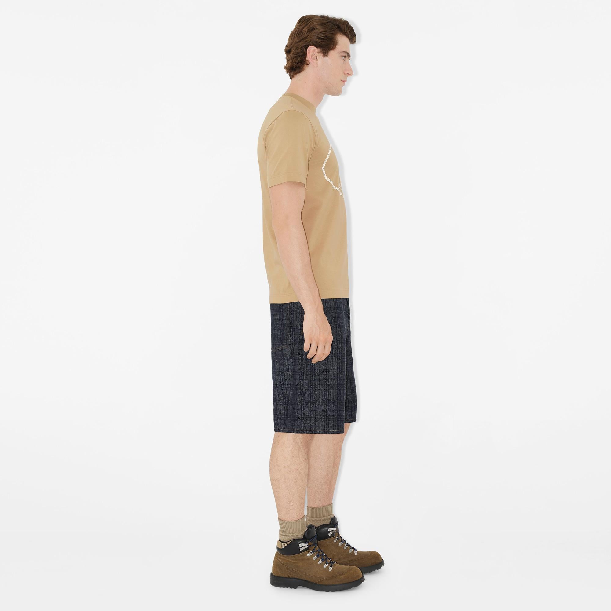 Burberry Knight Stamp Cotton Erkek Bej T-Shirt