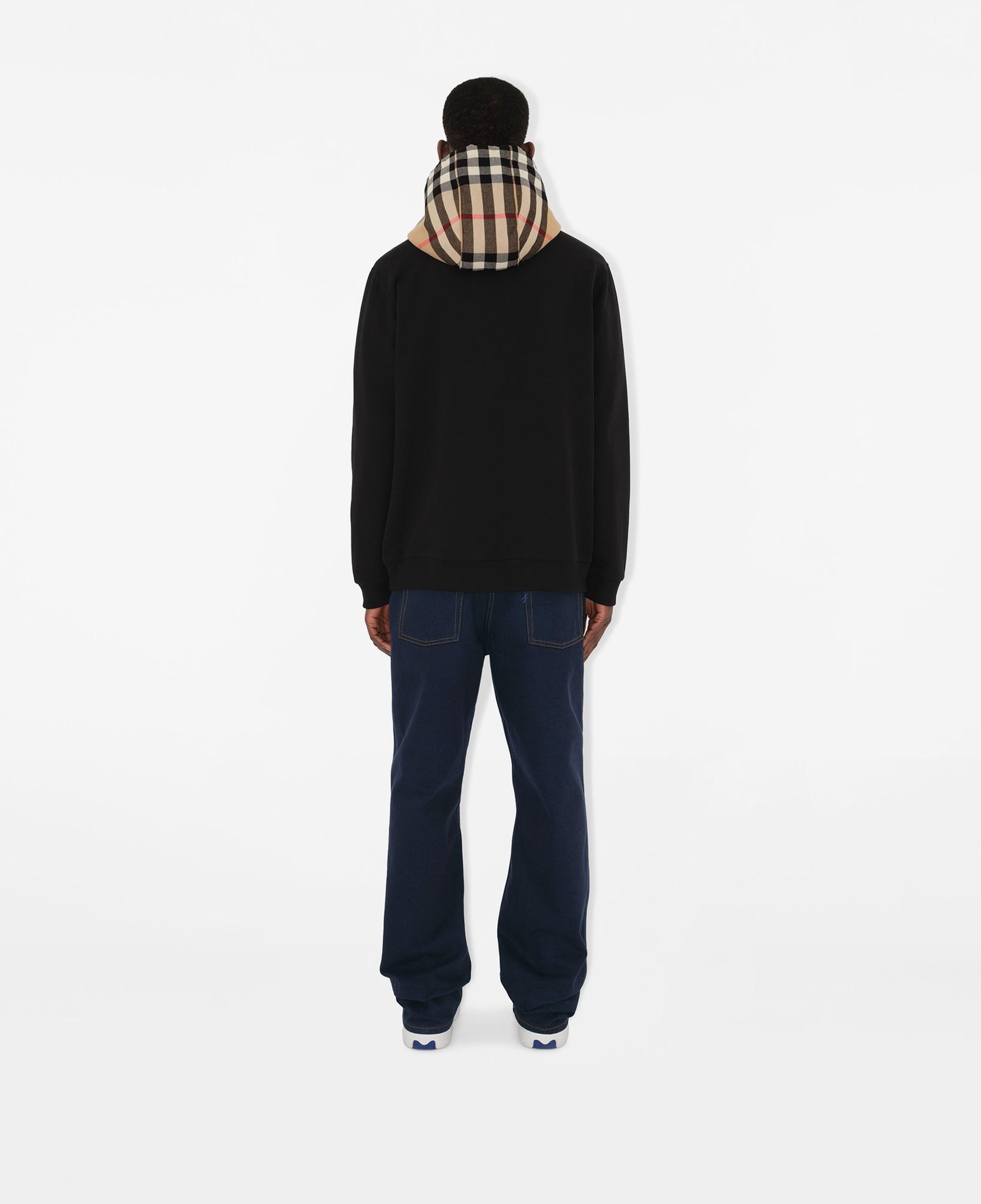Burberry Check Hood Pamuklu Zip Erkek Siyah Hoodie