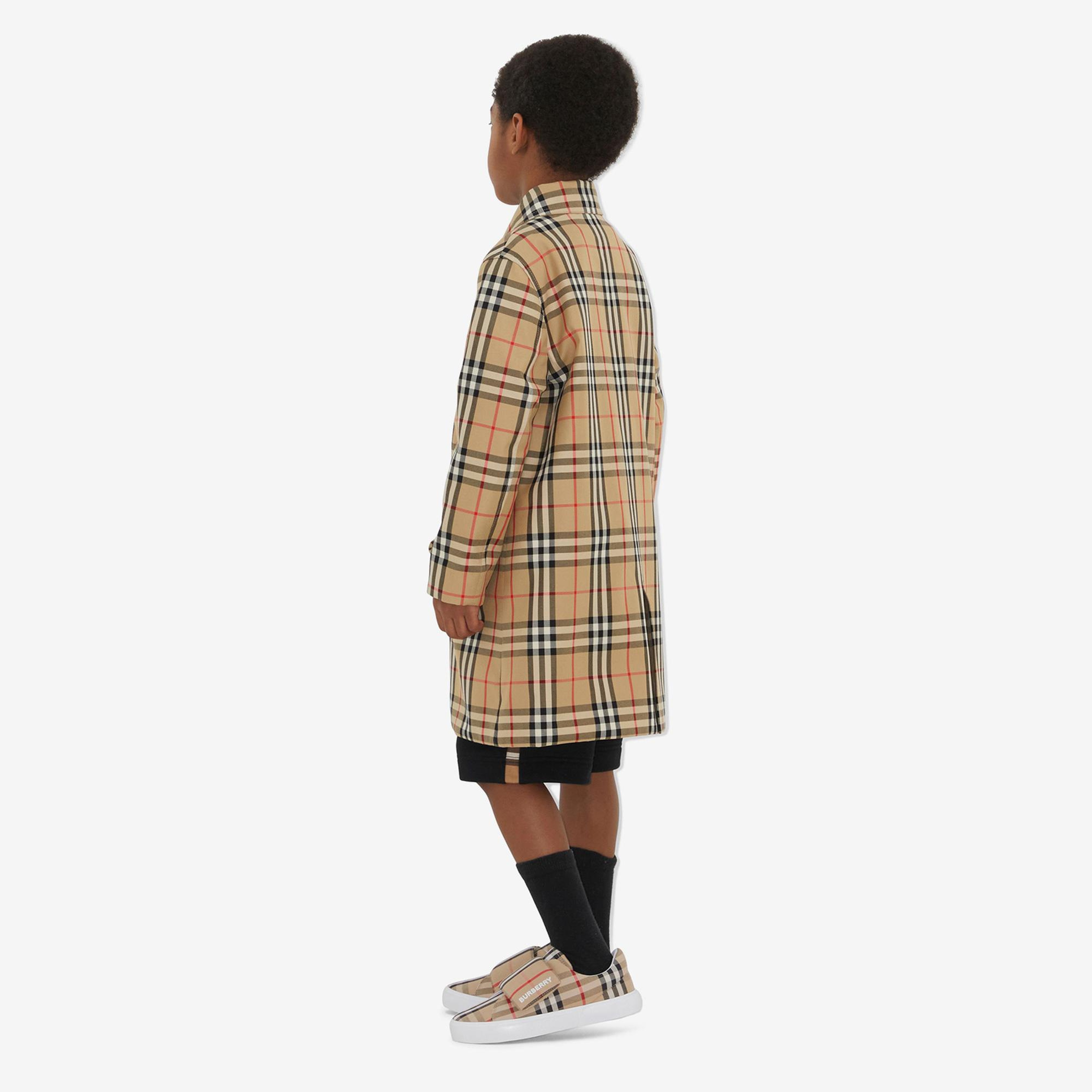 Burberry Reversible Check Gabardine Car Çocuk Bej Trençkot