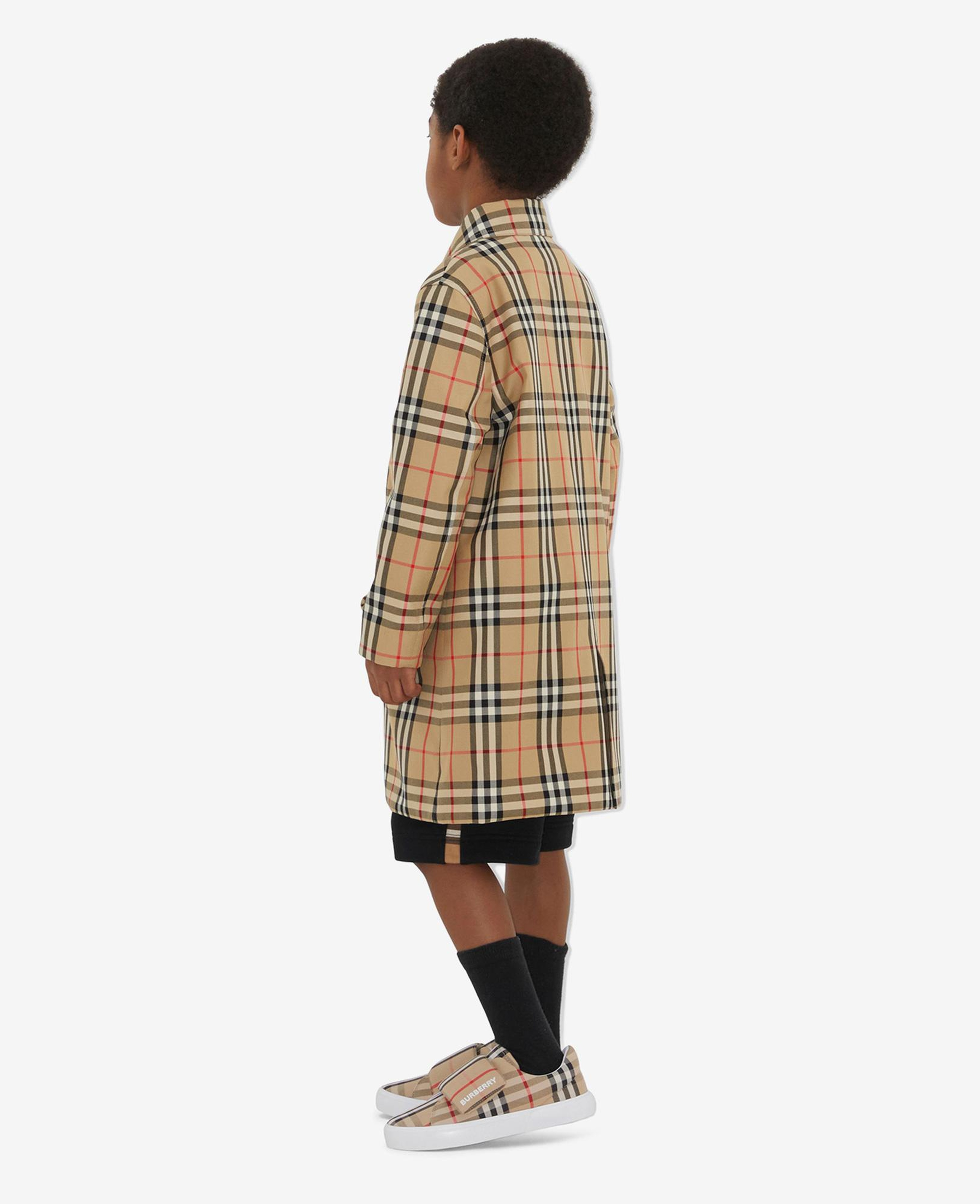 Burberry Reversible Check Gabardine Car Çocuk Bej Trençkot