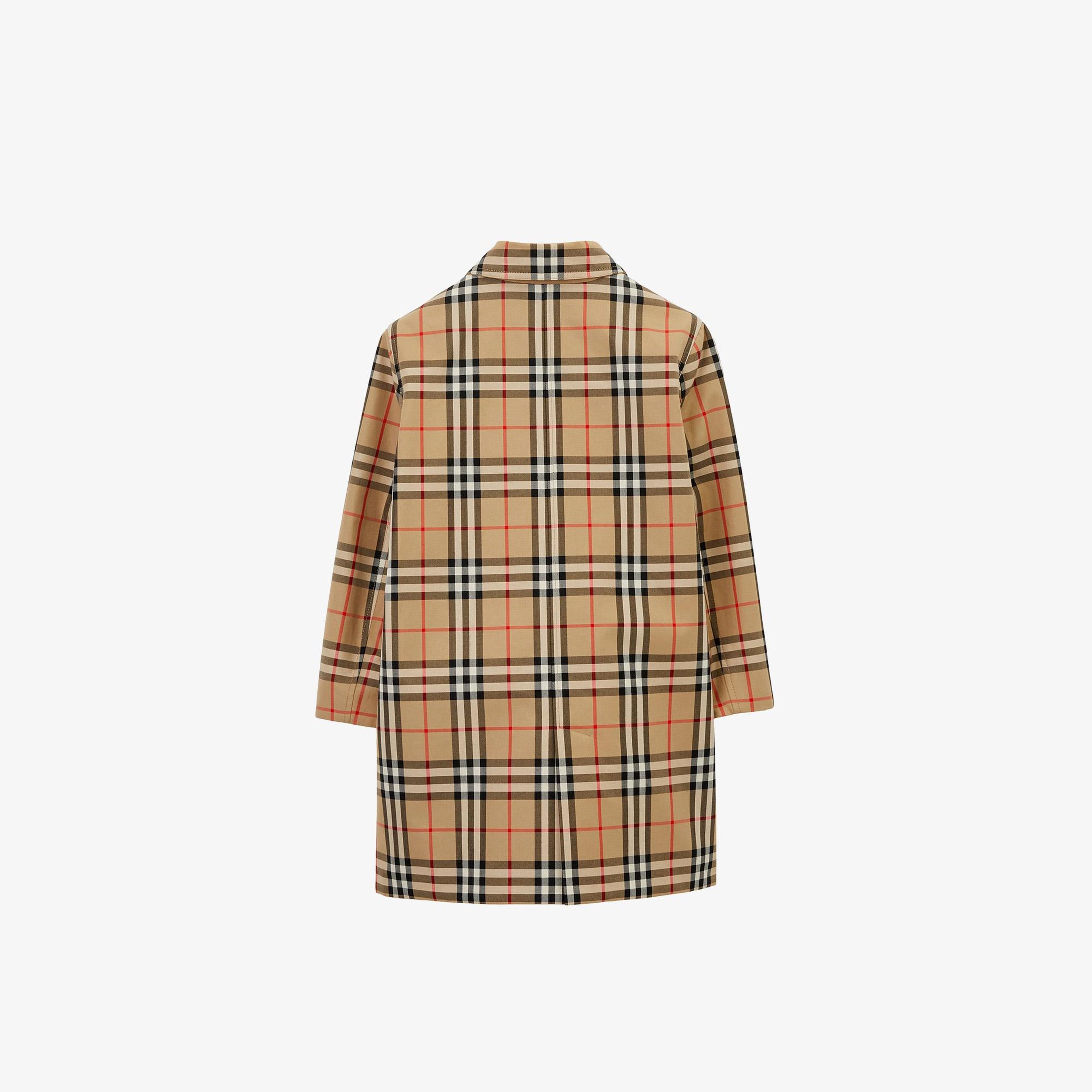 Burberry Reversible Check Gabardine Car Çocuk Bej Trençkot