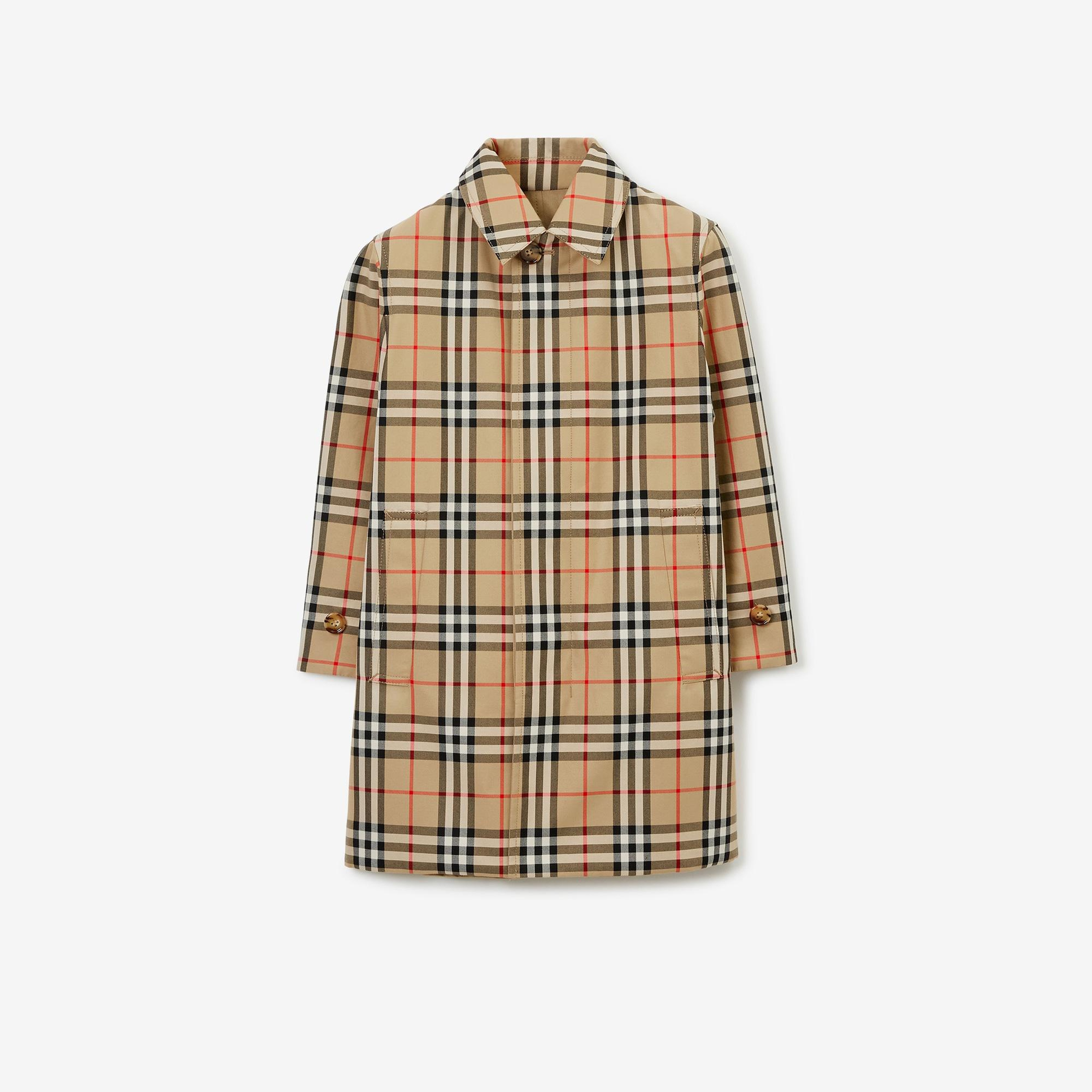 Burberry Reversible Check Gabardine Car Çocuk Bej Trençkot