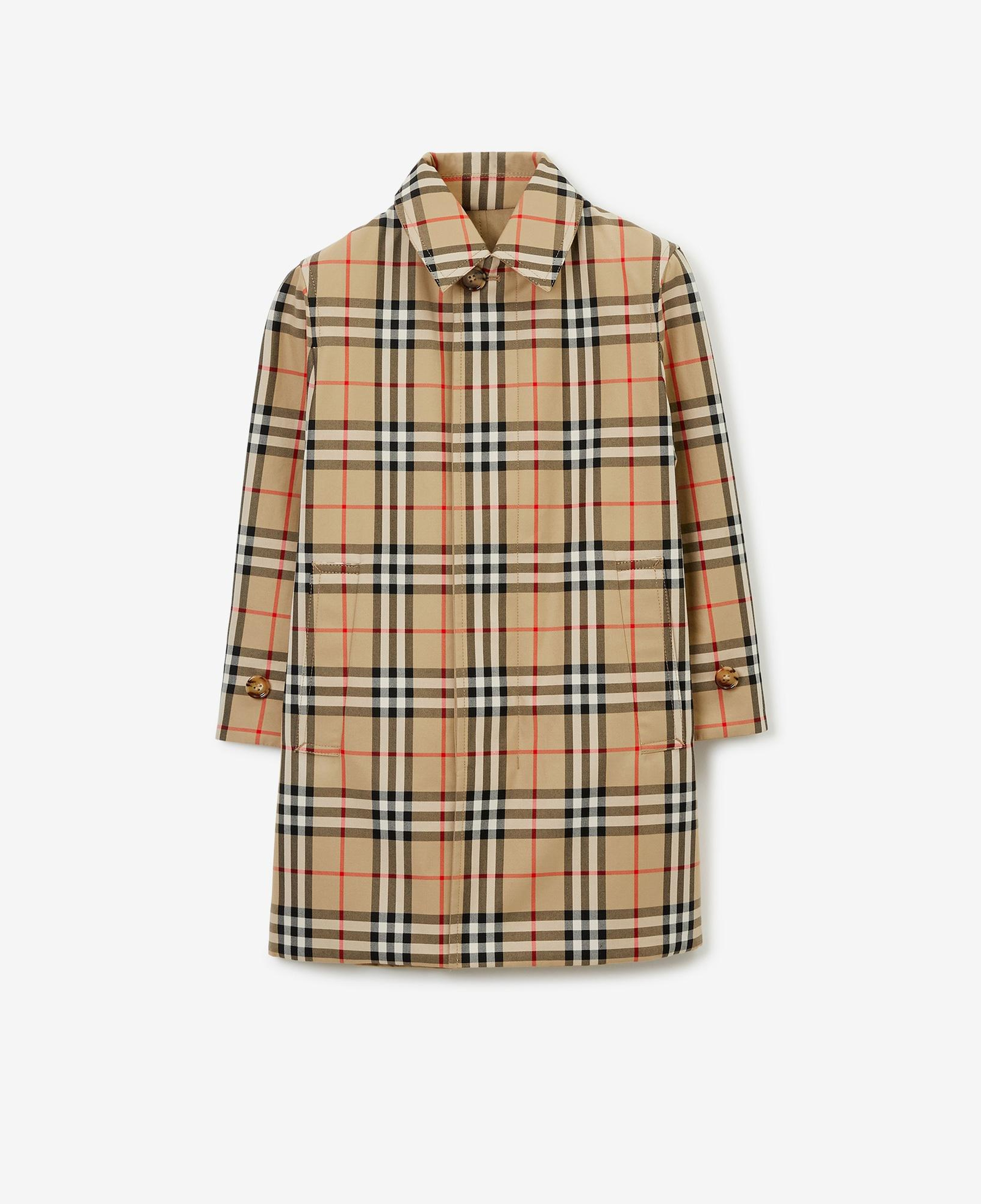 Burberry Reversible Check Gabardine Car Çocuk Bej Trençkot